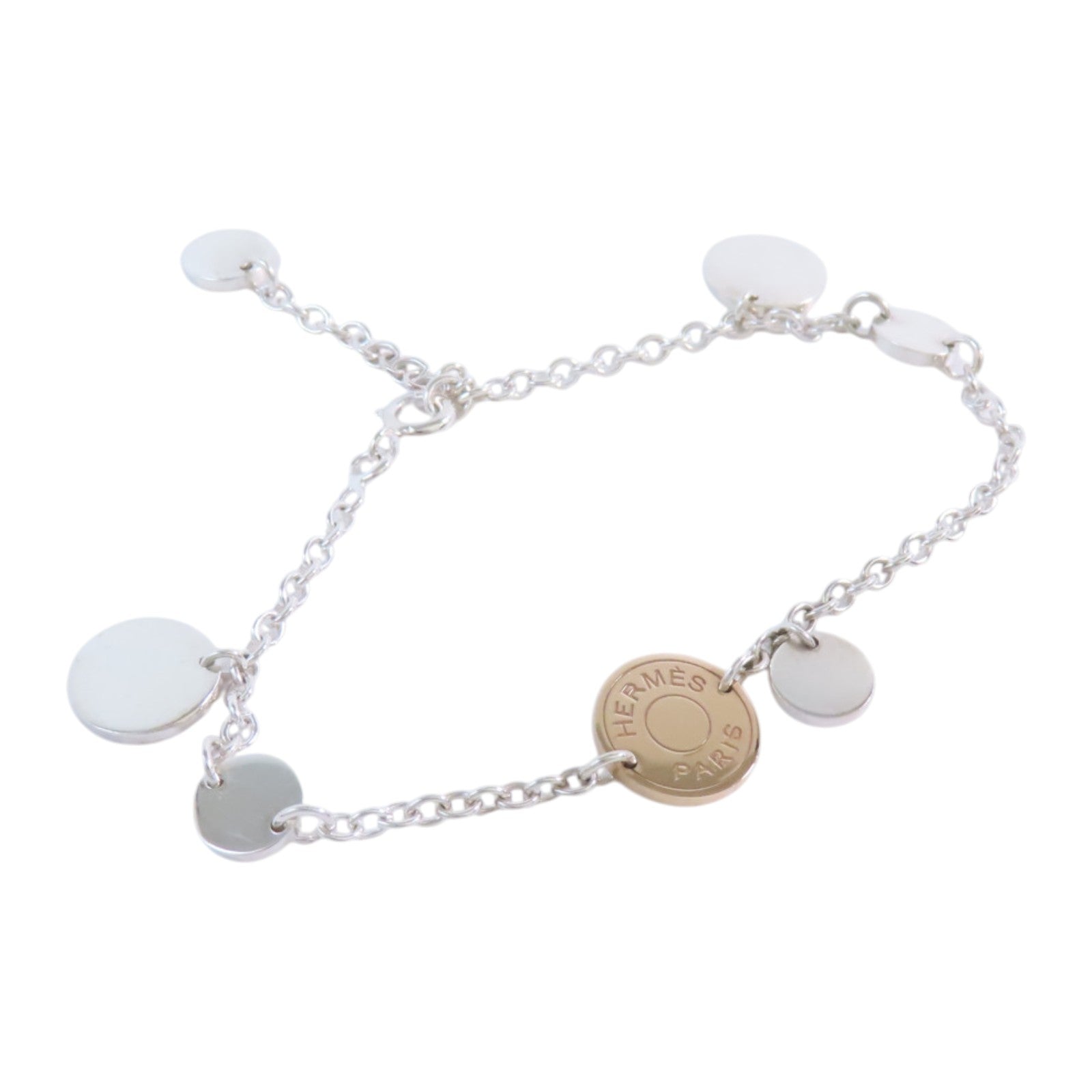 HERMES 18K玫瑰金/925純銀Confett Bracelet銀扣手鏈