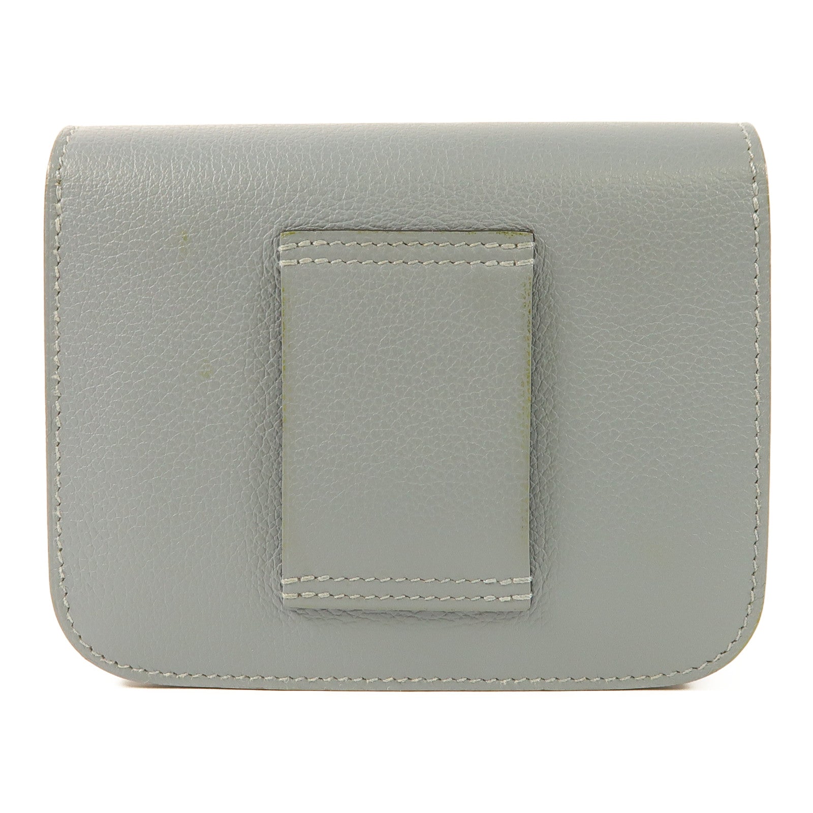 HERMES Clemence皮革Constance Slim銀扣錢包Blue