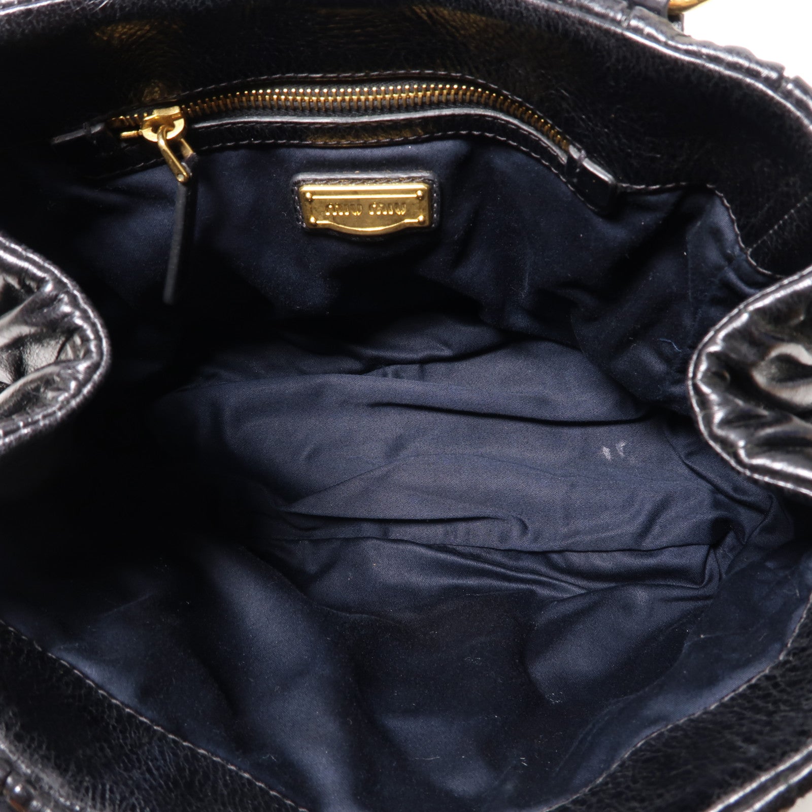 Miu Miu 牛皮皮革Hand Bag金扣手挽袋黑色