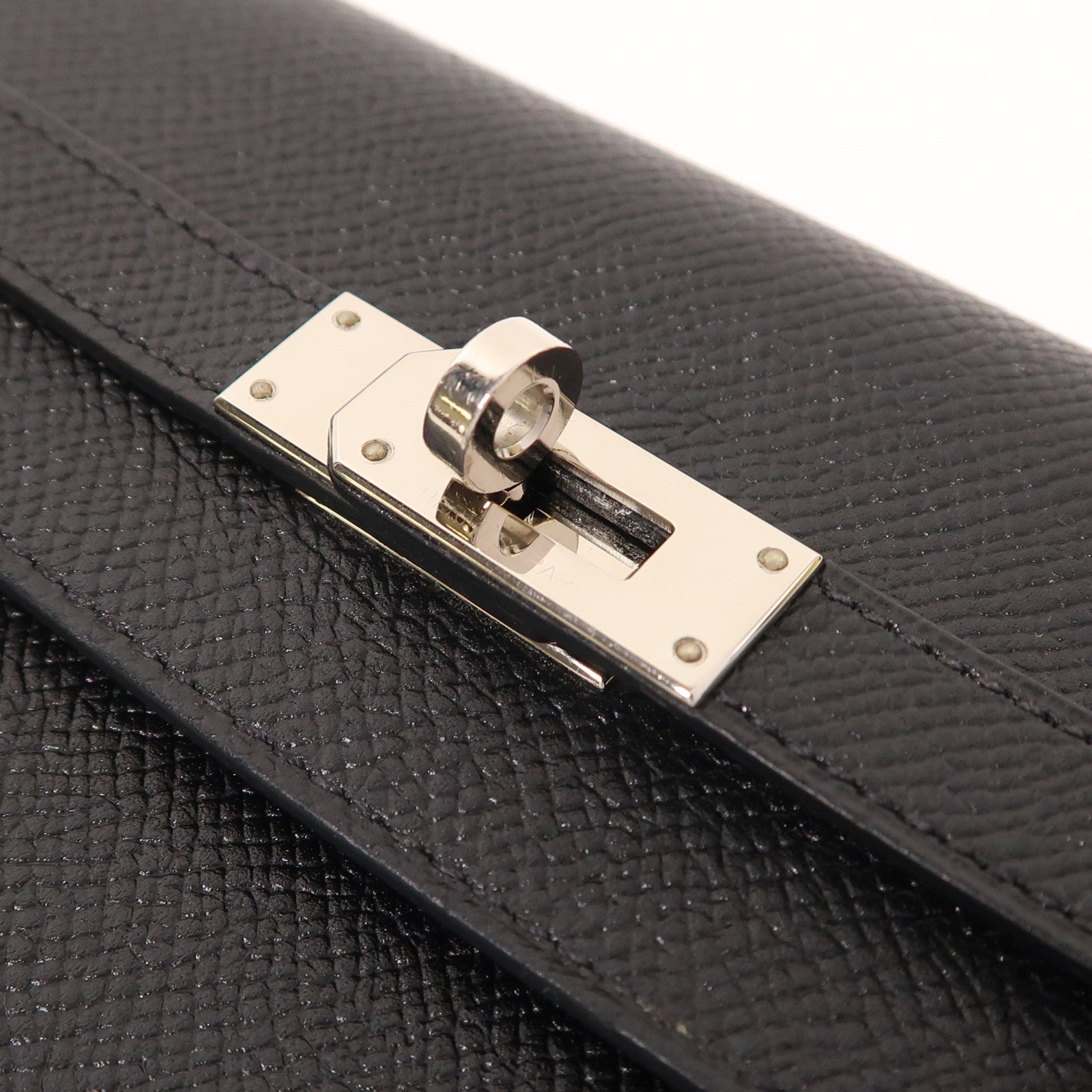 HERMES Epsom皮革Kelly Wallet銀扣長錢包Noir