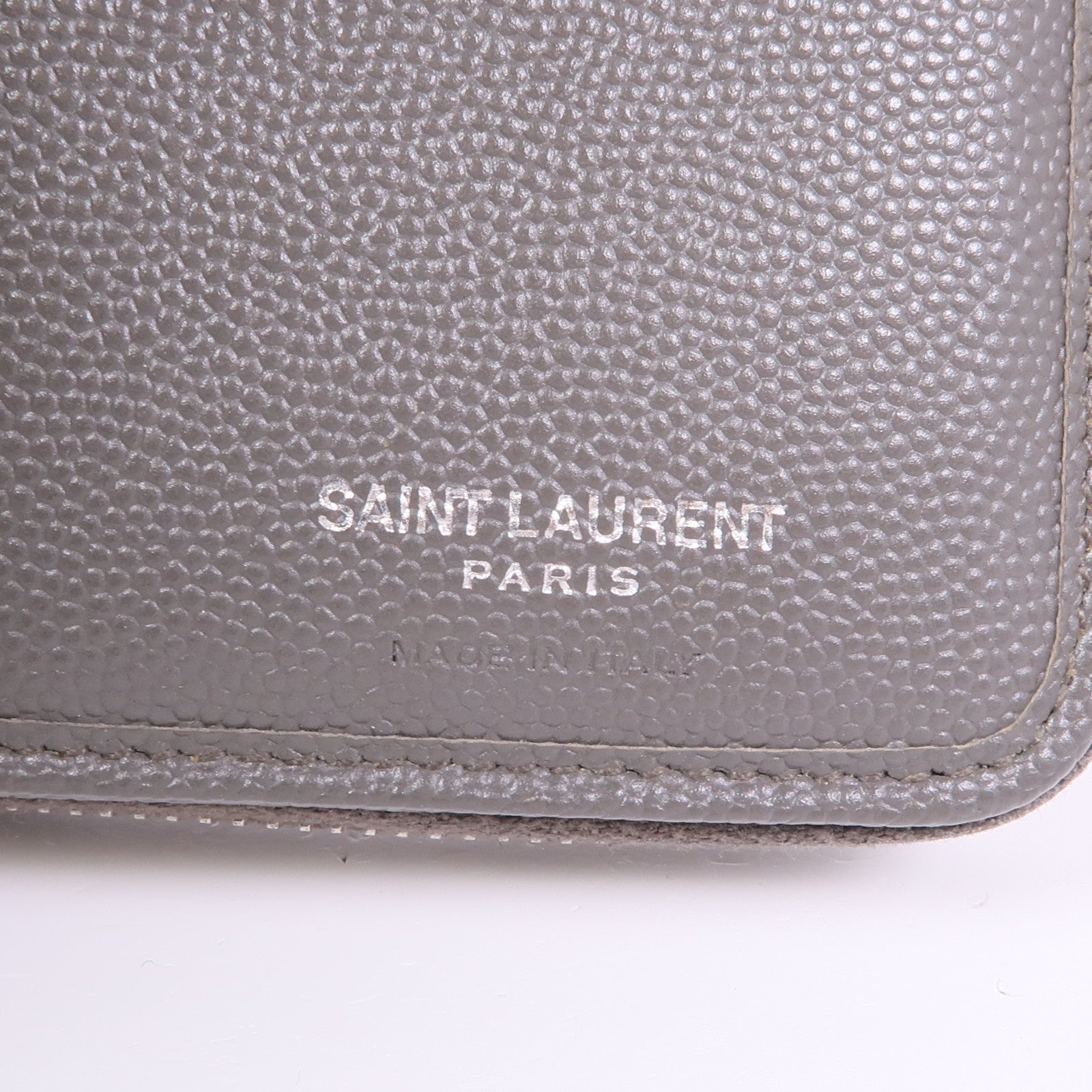 YVES SAINT LAURENT YSL Wallet Calfskin Leather Grey