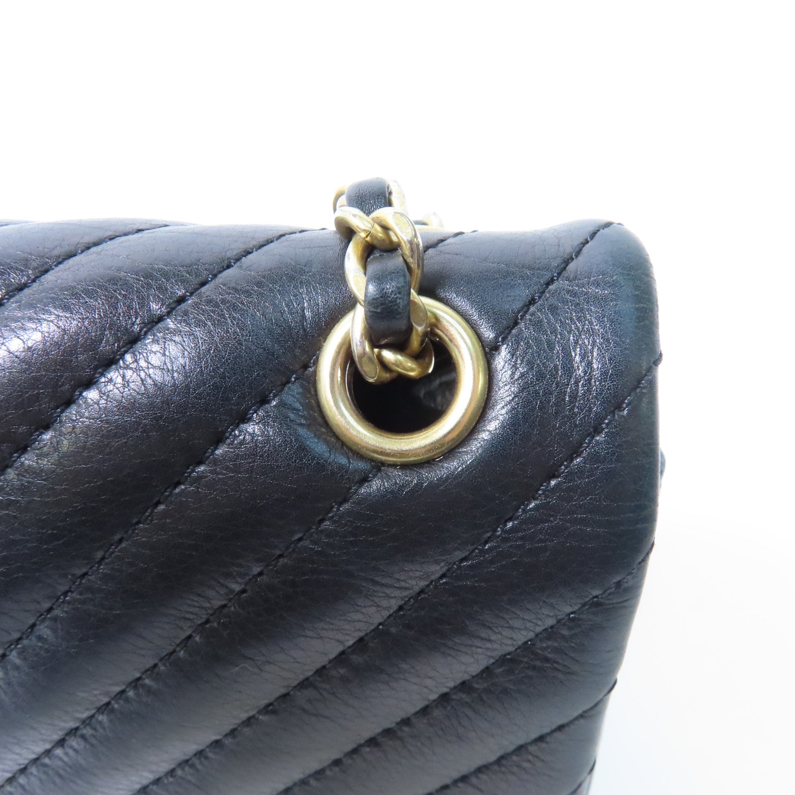 CHANEL 【激減優惠】斜紋羊皮皮革Rock the Corner Flap金扣鏈帶肩背袋黑色