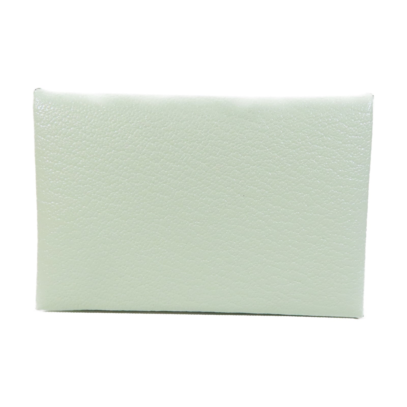 HERMES Chevre皮革Calvi Card銀扣卡片套Vert Fizzl/Menthe綠色