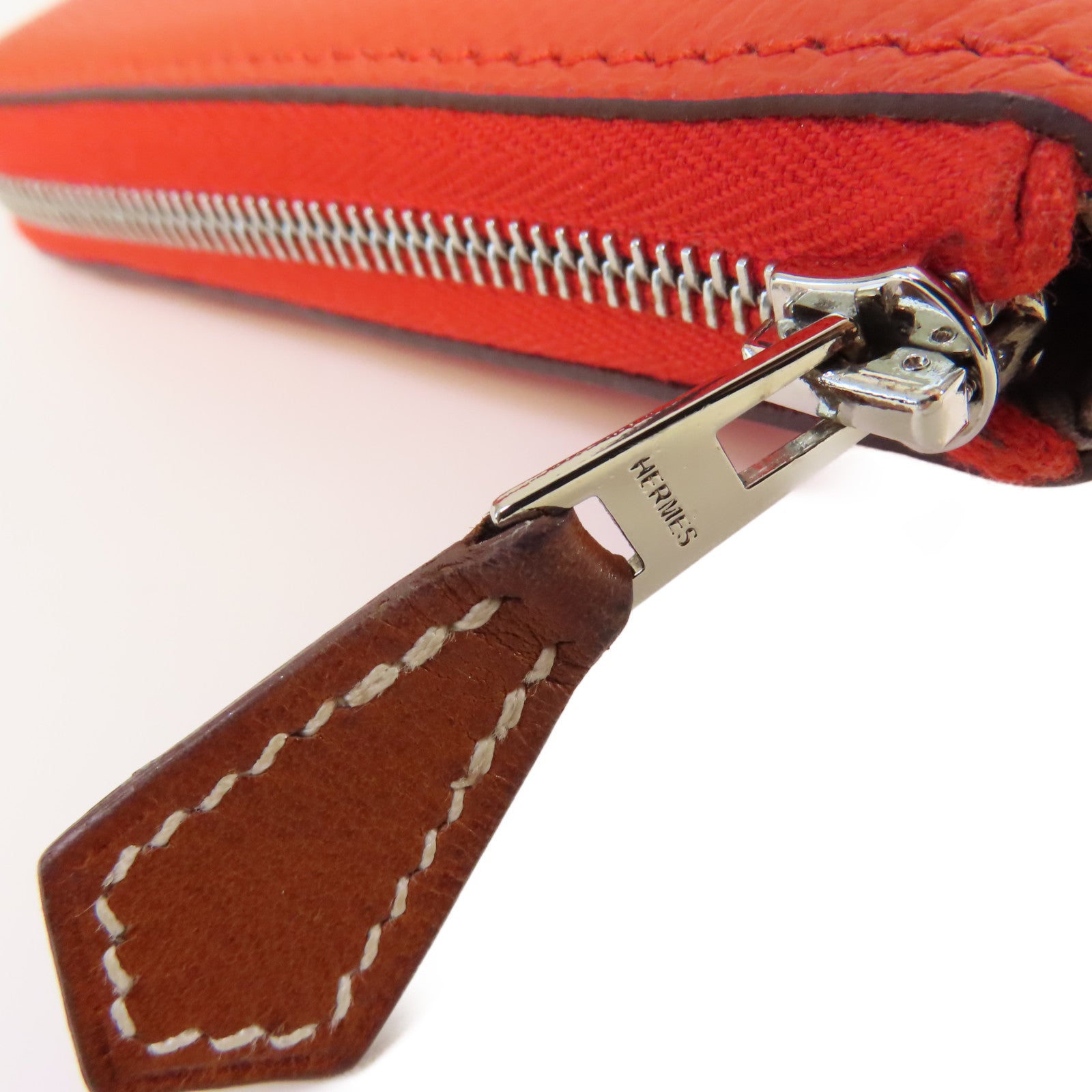 HERMES Epsom皮革Silk In Classic long wallet銀扣長錢包橙色