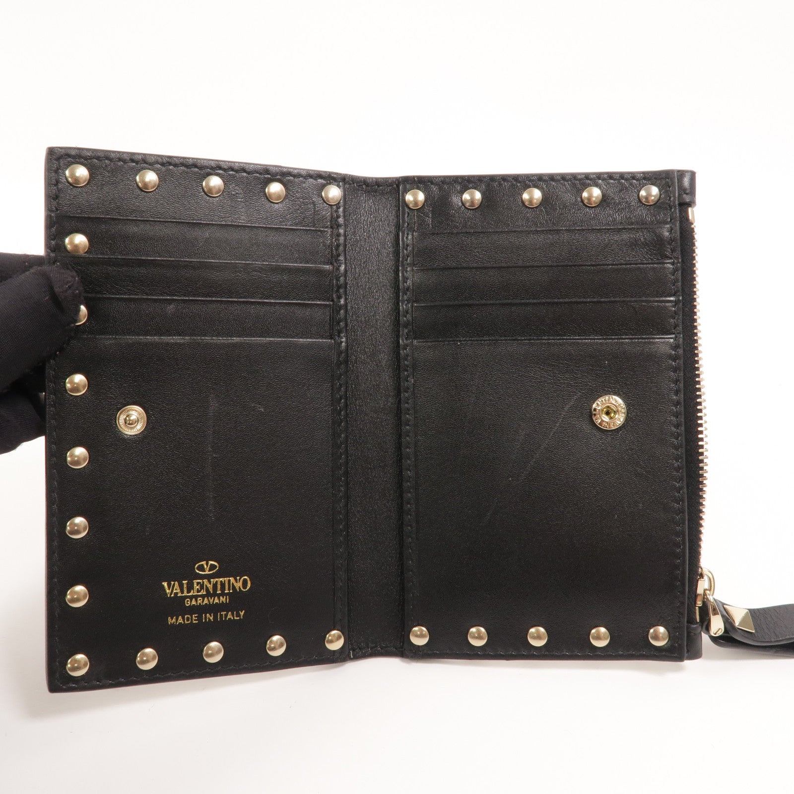 Valentino 牛皮皮革Rockstud Zipped Card Holder卡片套
