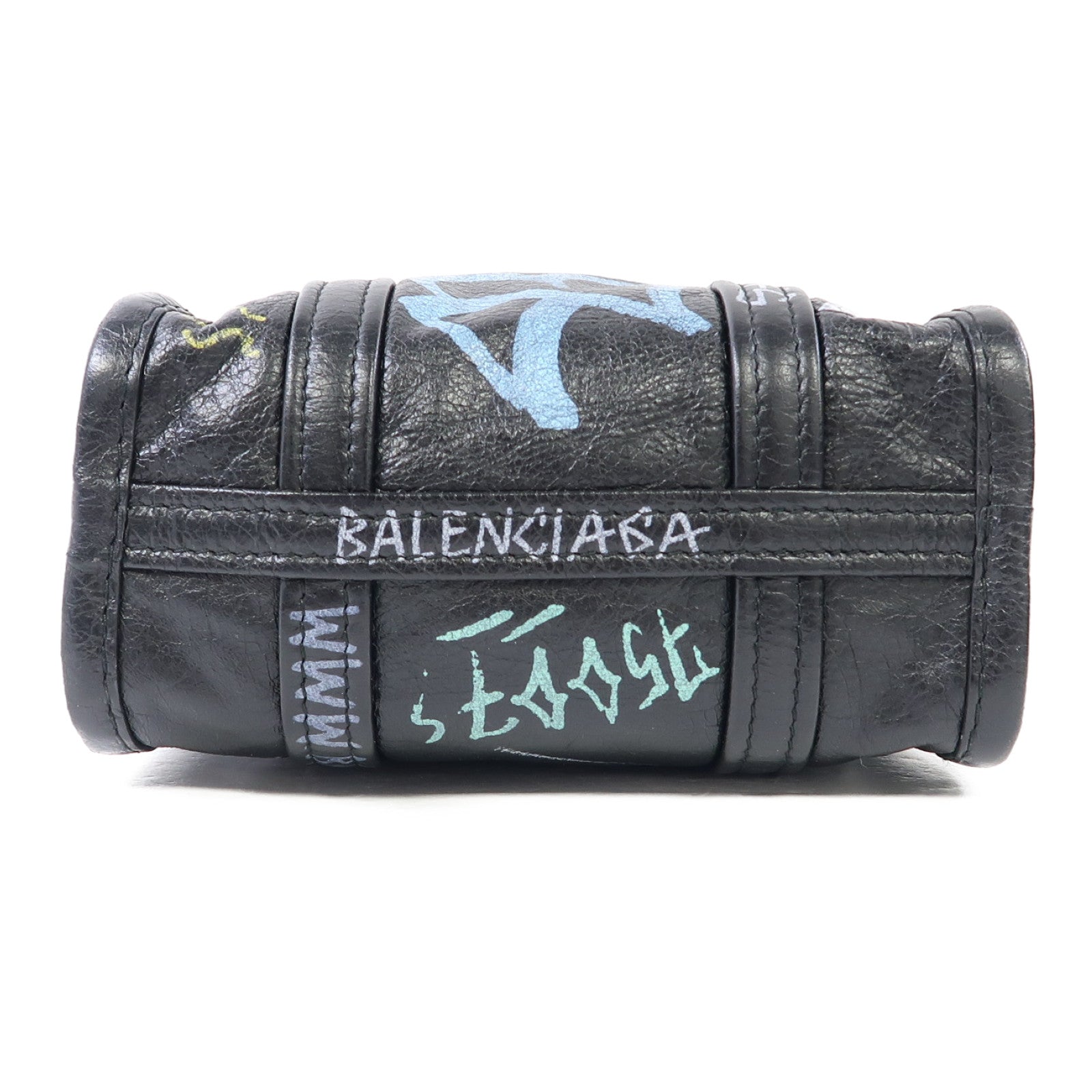 BALENCIAGA 牛皮皮革Shoulder Bag銀扣手挽肩背兩用袋黑色