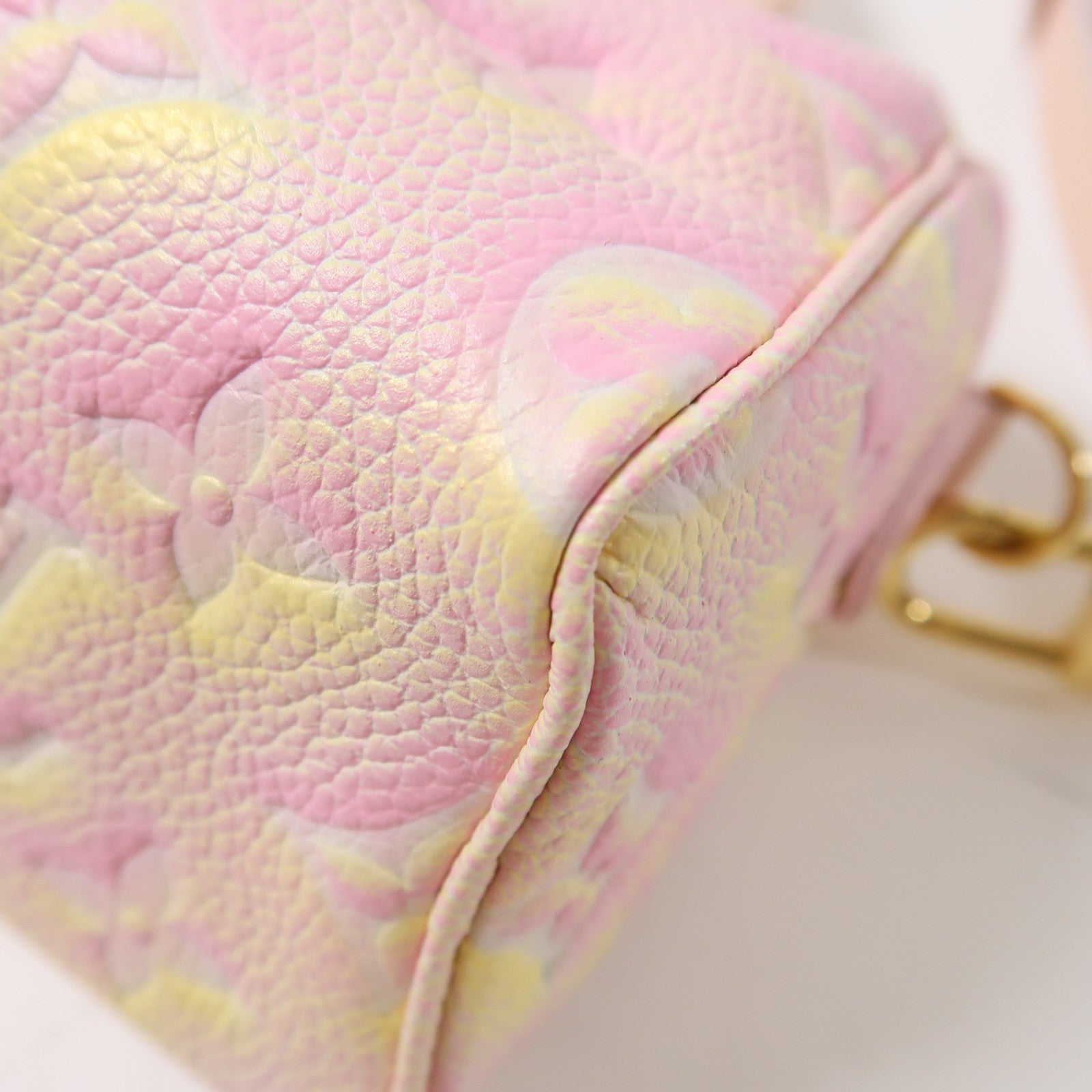 LOUIS VUITTON Monogram Empreinte Nano Speedy金扣手挽肩背兩用袋粉紅色/黃色