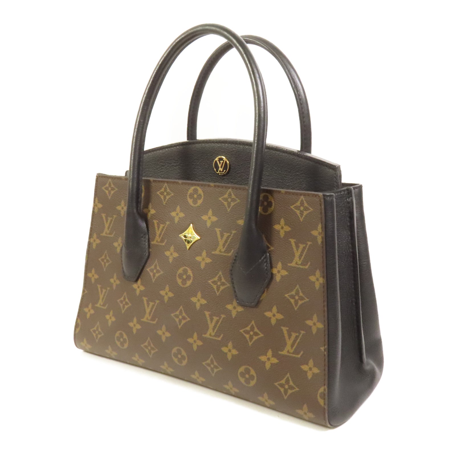 LOUIS VUITTON Monogram/牛皮皮革Florine金扣手挽肩背兩用袋