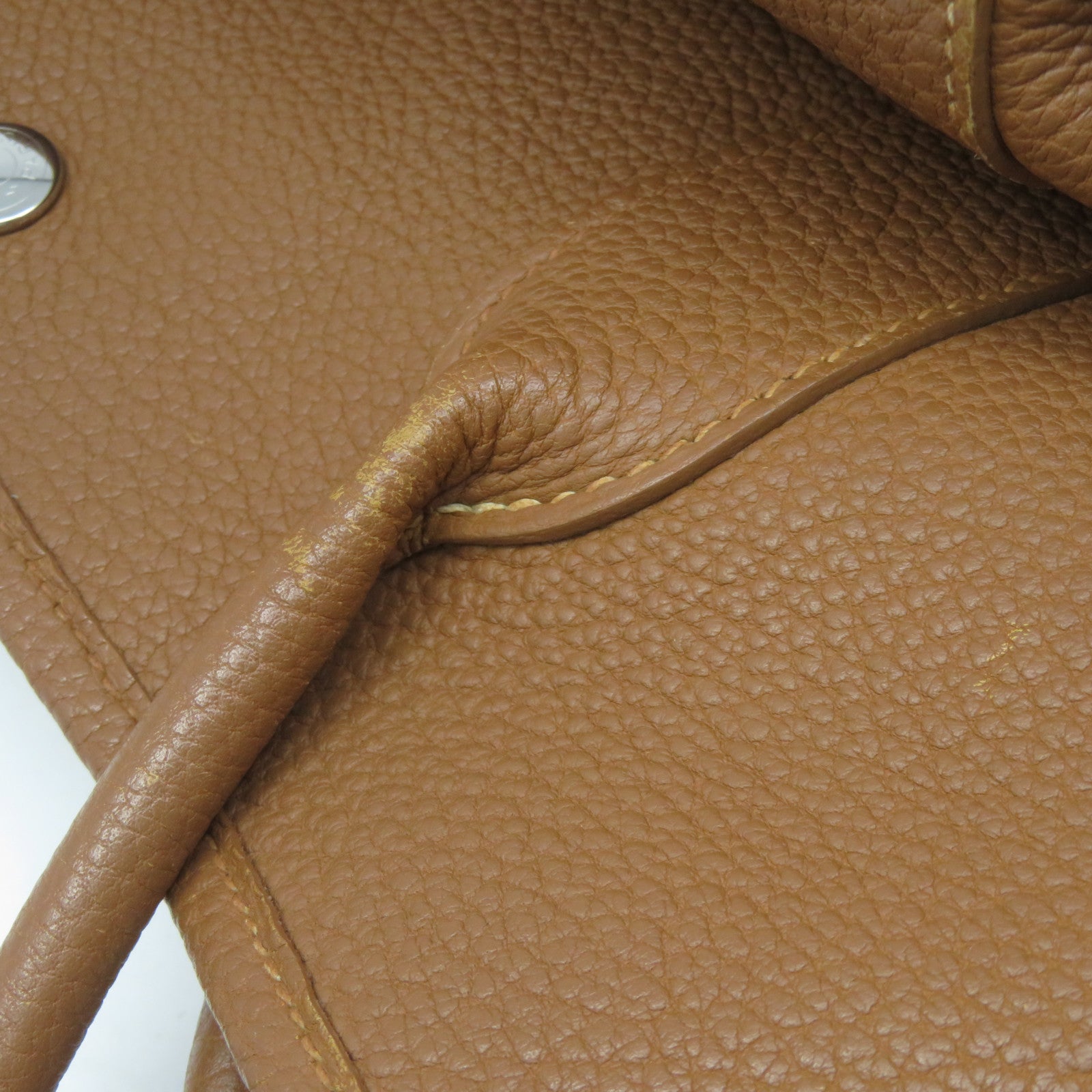 HERMES **【激減優惠】Clemence皮革Garden Party PM銀扣手挽袋啡色