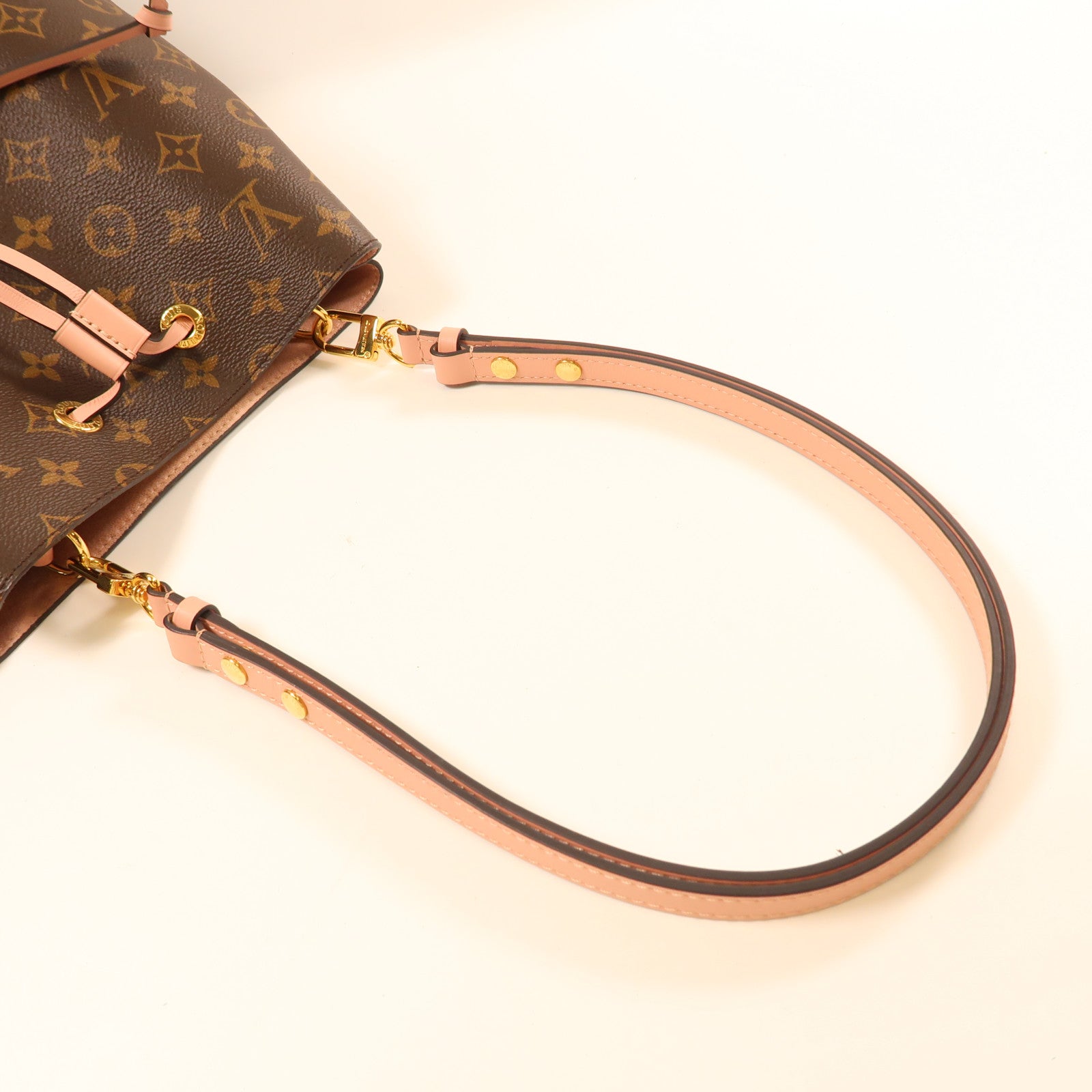 LOUIS VUITTON Monogram Neo Noe金扣手挽肩背兩用袋啡色/粉紅色
