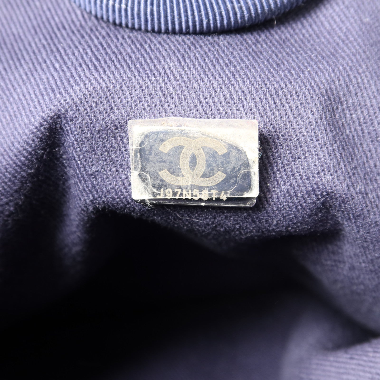 CHANEL 帆布Deauville Tote銀扣鏈帶肩背袋