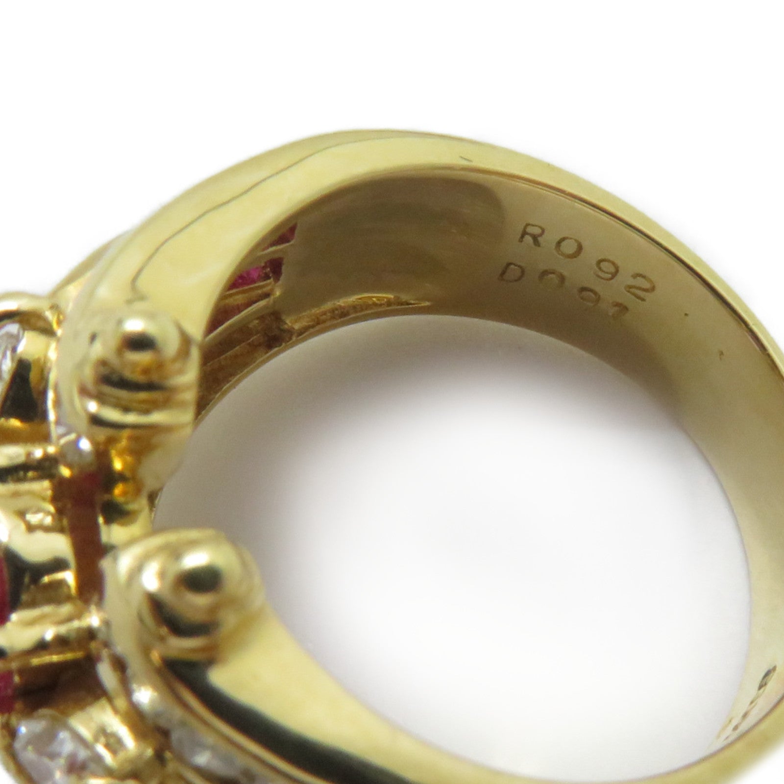 JEWELRY 【激減優惠】18K黃金Ruby Ring 0.92/0.74ct紅寶石/0.91ct鑚石戒指US#6.25
