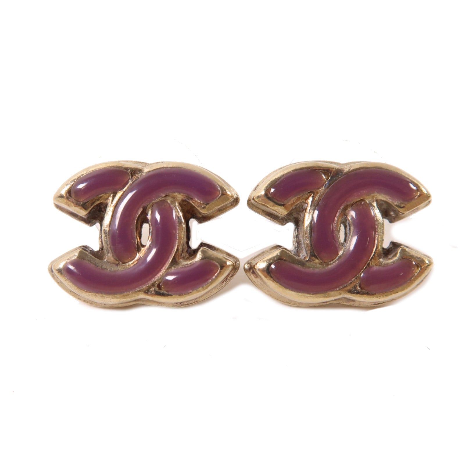 CHANEL 金屬Earrings耳環金色/紫色