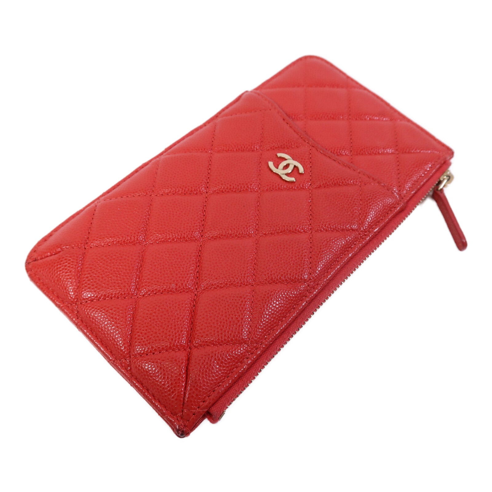 CHANEL 牛皮皮革Phone Case金扣長錢包