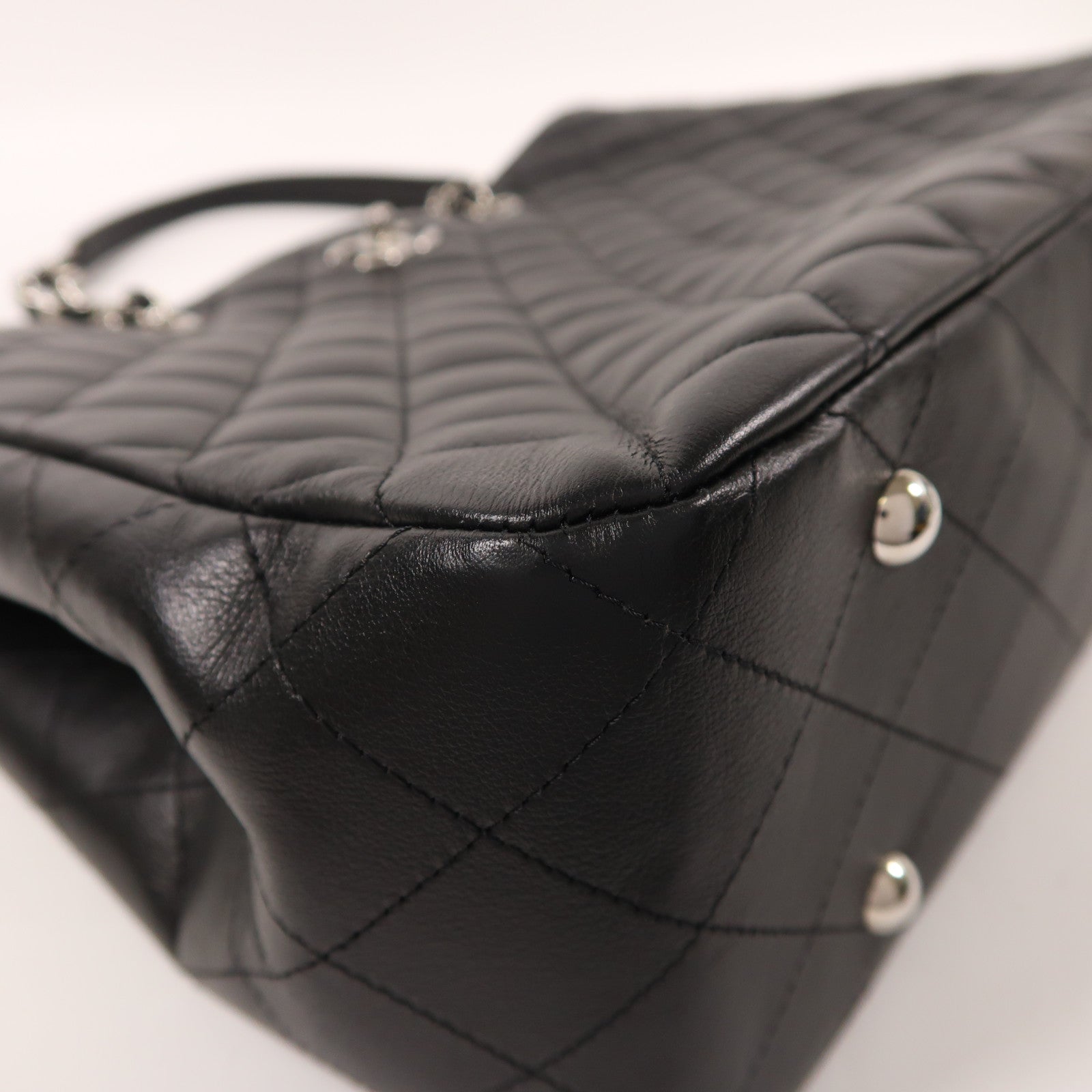 CHANEL 羊皮皮革Chain Shoulder銀扣鏈帶肩背袋