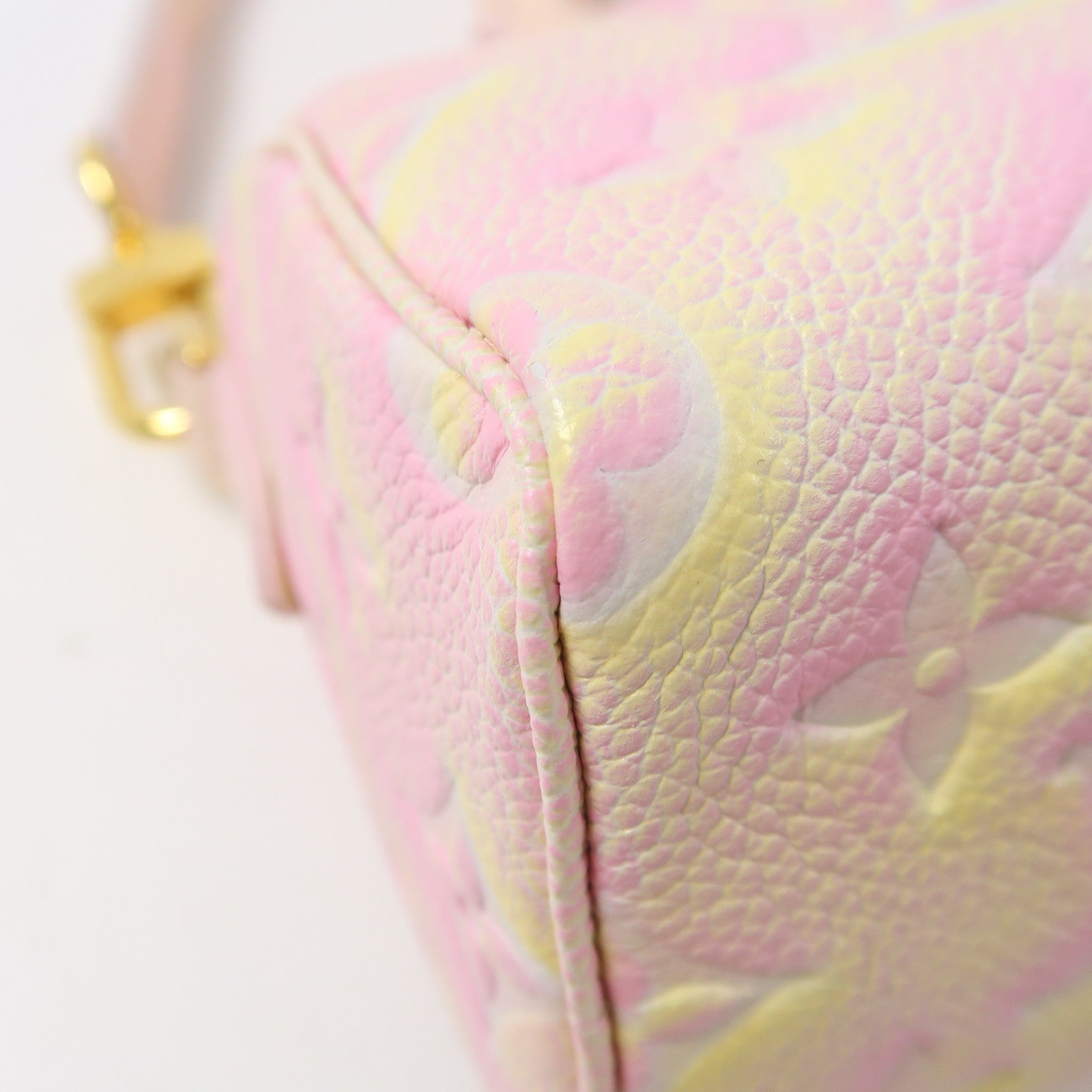 LOUIS VUITTON Monogram Empreinte Nano Speedy金扣手挽肩背兩用袋粉紅色/黃色