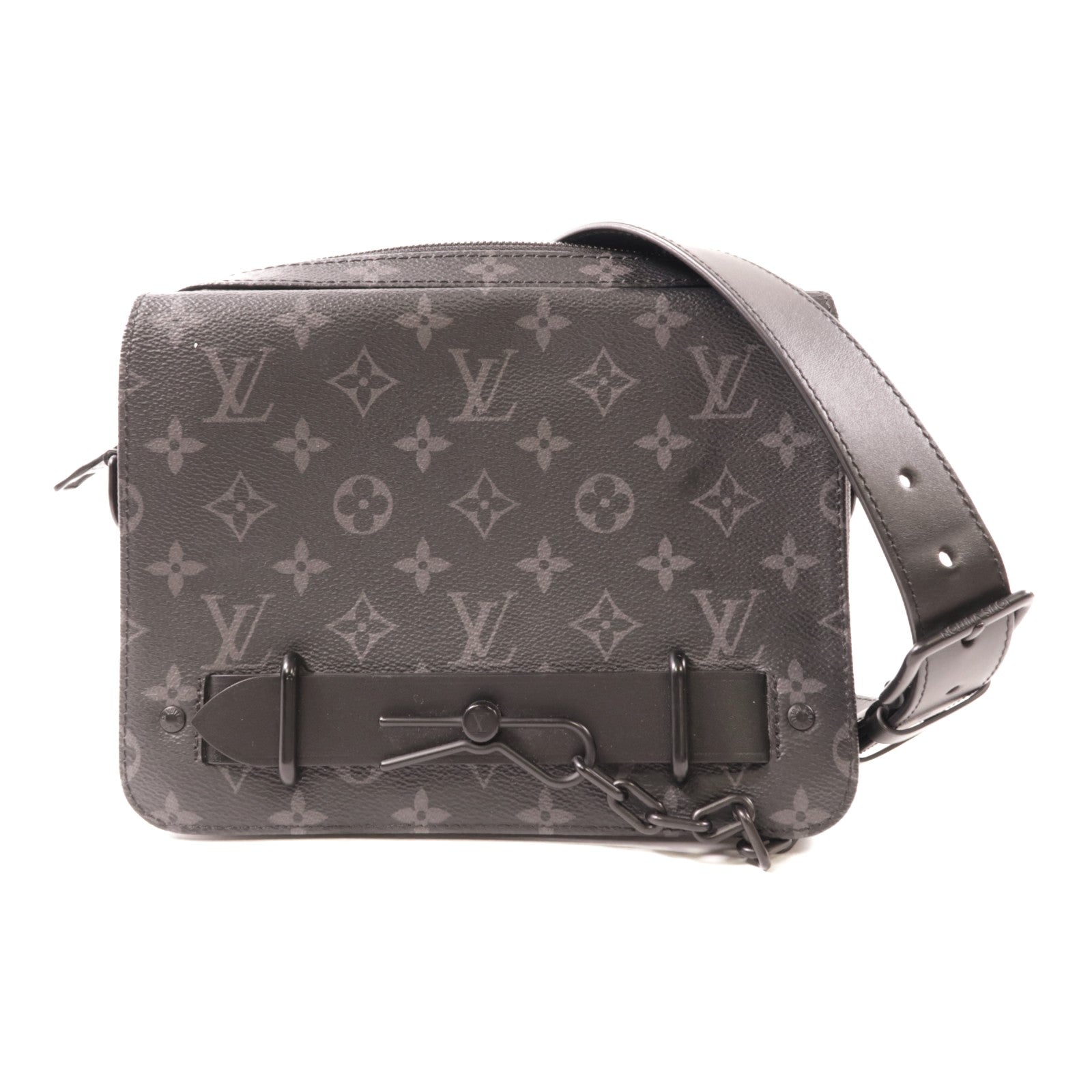 LOUIS VUITTON Monogram Eclipse Steamer肩背袋黑色