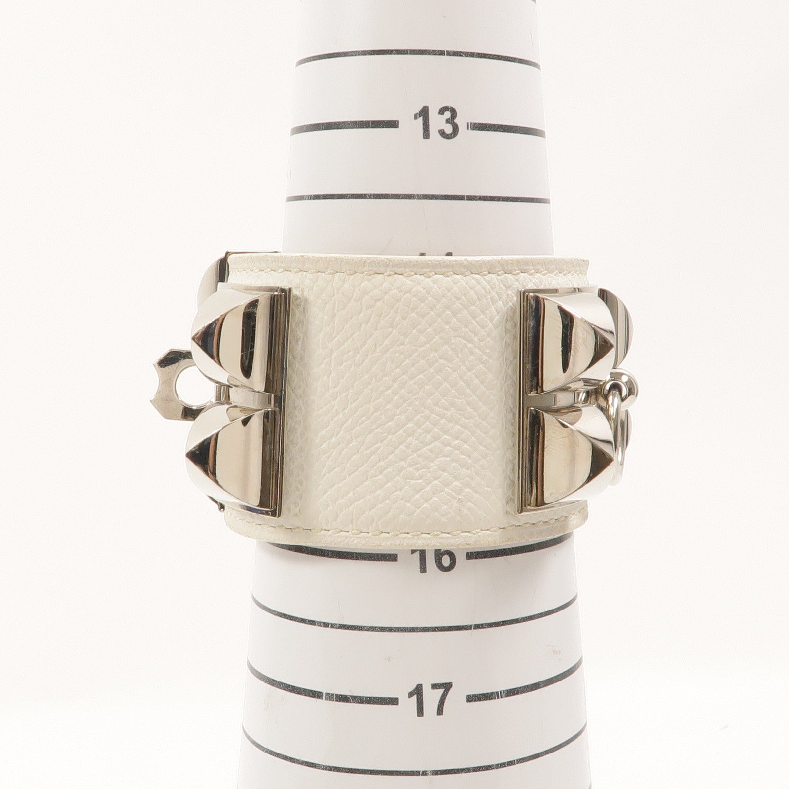 HERMES Epsom皮革/金屬Collier De Chien Bracelet手鐲