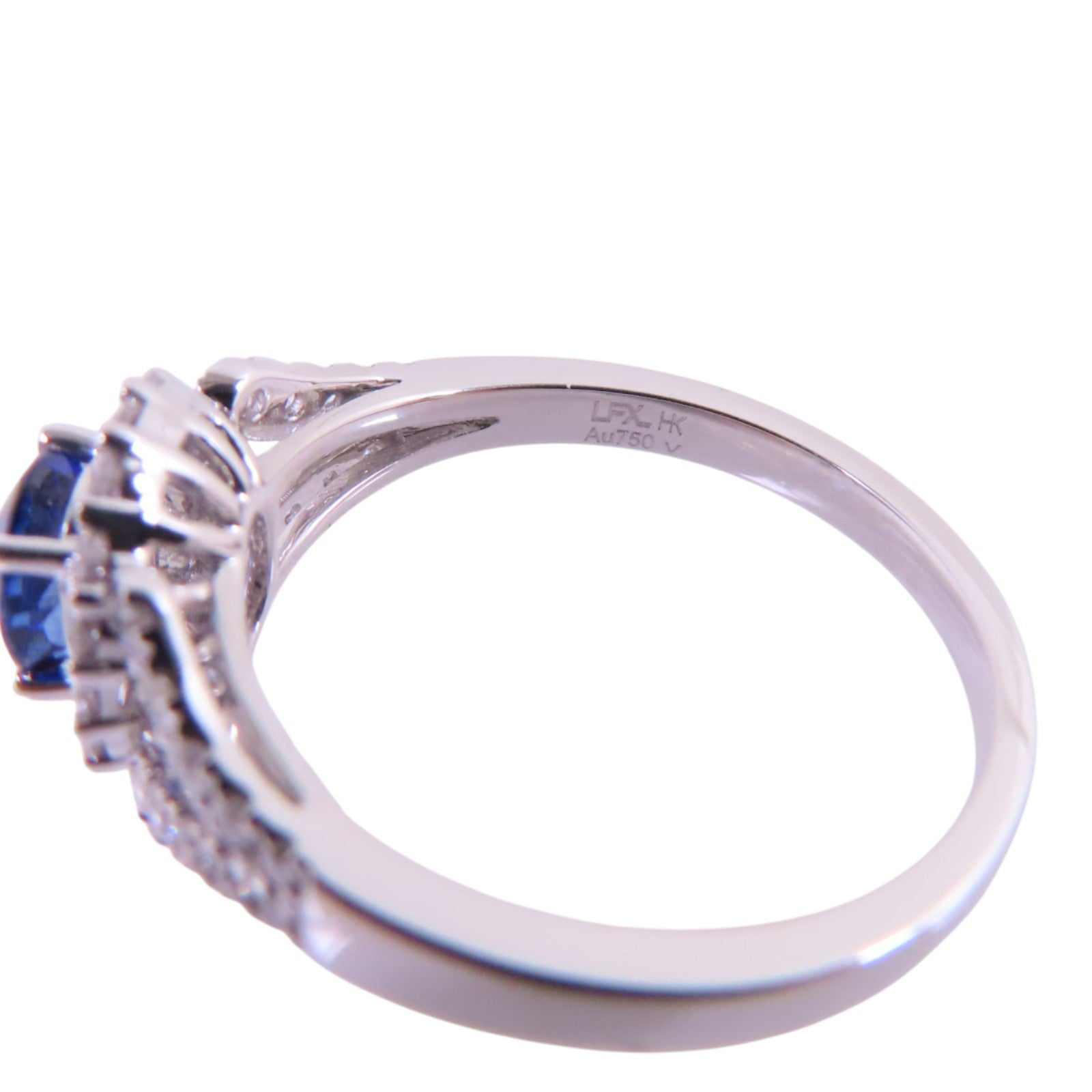 JEWELRY 【激減優惠】18K白金/藍寶石/鑽石Sapphire Diamond Ring戒指US#5.5