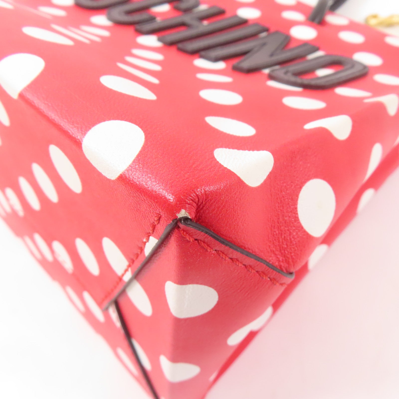 MOSCHINO 牛皮皮革Tote Bag手挽肩背兩用袋紅色/白色