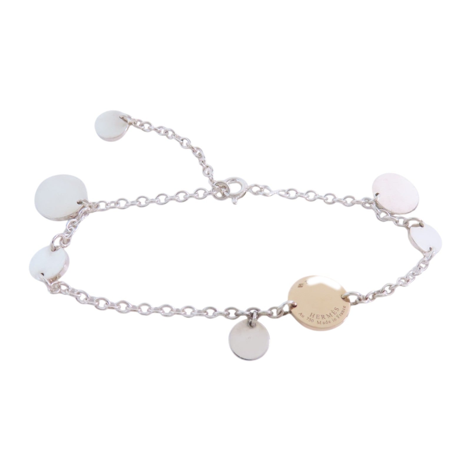 HERMES 18K玫瑰金/925純銀Confett Bracelet銀扣手鏈
