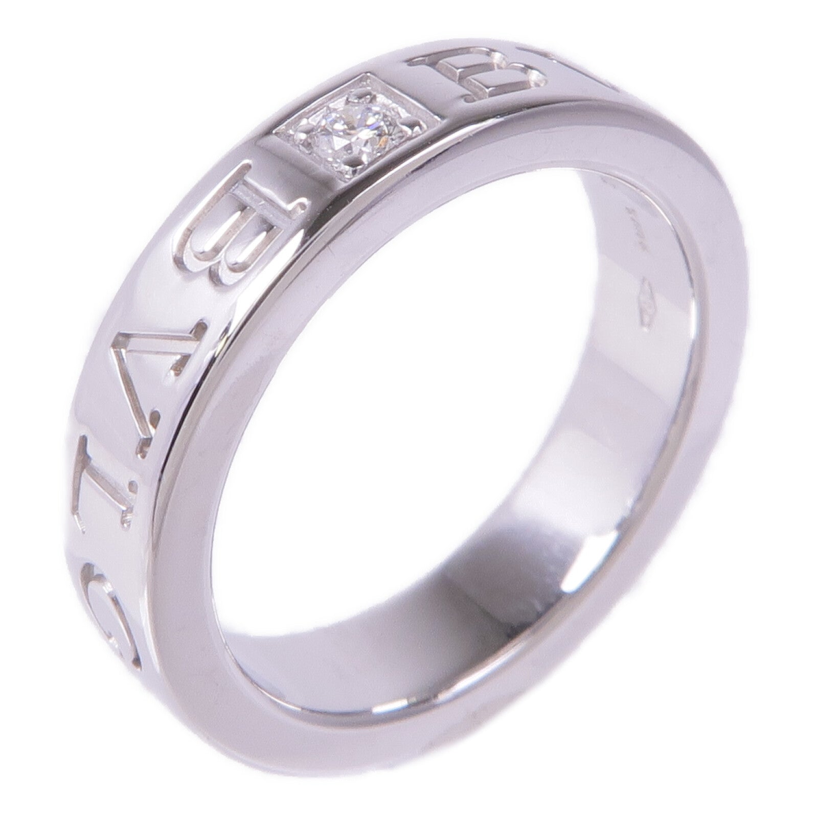 BVLGARI 18K白金B-zero1 Double Logo Diamond Ring鑽石戒指US#3.5