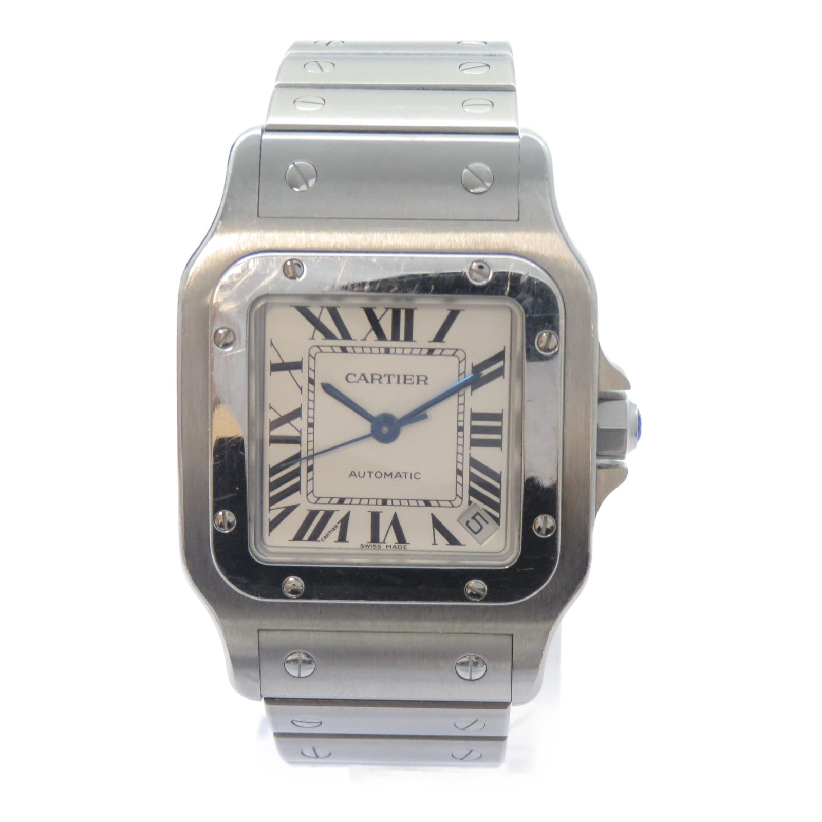 CARTIER Santos Galbee不鏽鋼手錶自動機芯白色