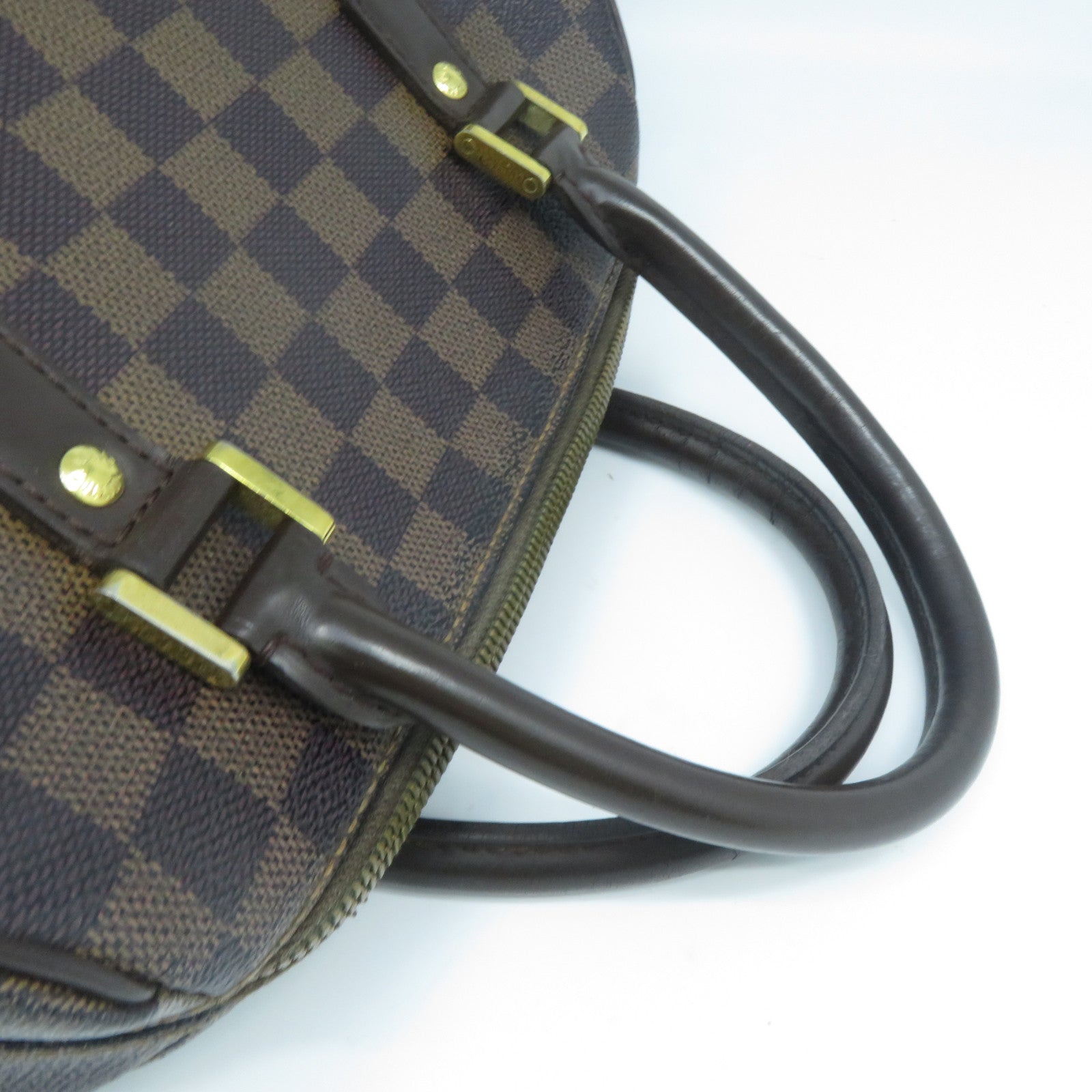 LOUIS VUITTON Damier Rivera MM金扣手挽袋啡色