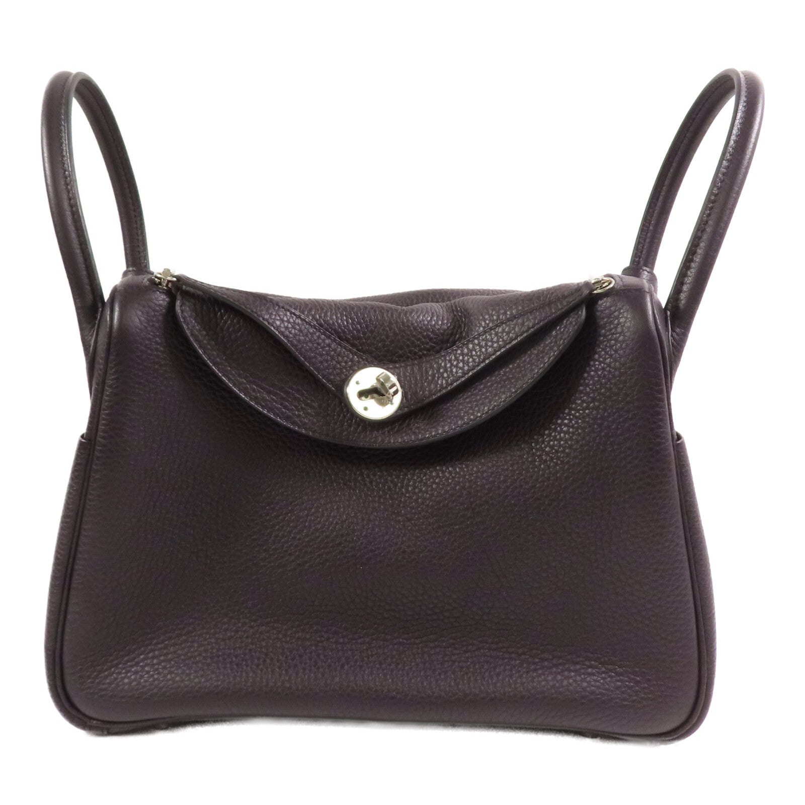 HERMES Clemence皮革Lindy 30銀扣肩背袋Raisin