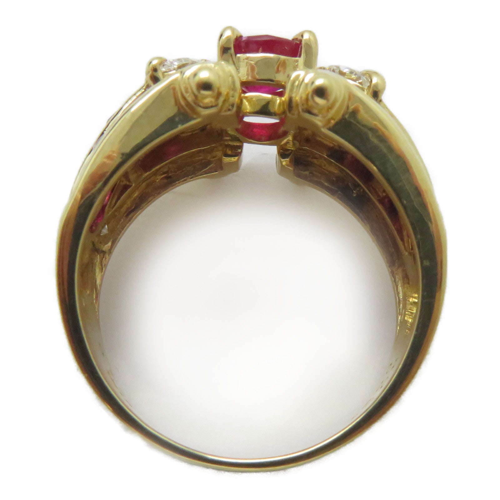 JEWELRY 【激減優惠】18K黃金Ruby Ring 0.92/0.74ct紅寶石/0.91ct鑚石戒指US#6.25