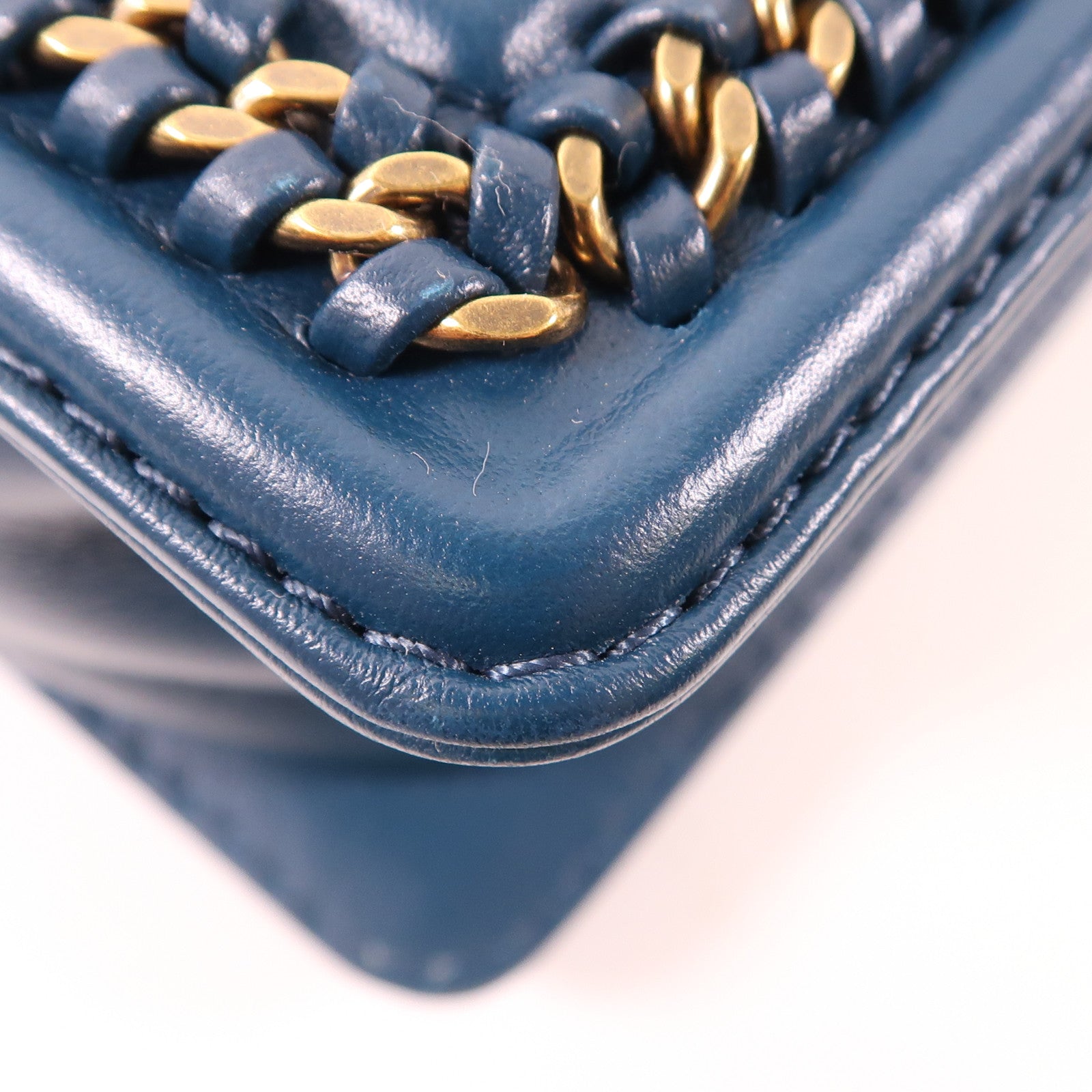 CHANEL 蛇皮皮革Boy 25金扣手挽肩背兩用袋