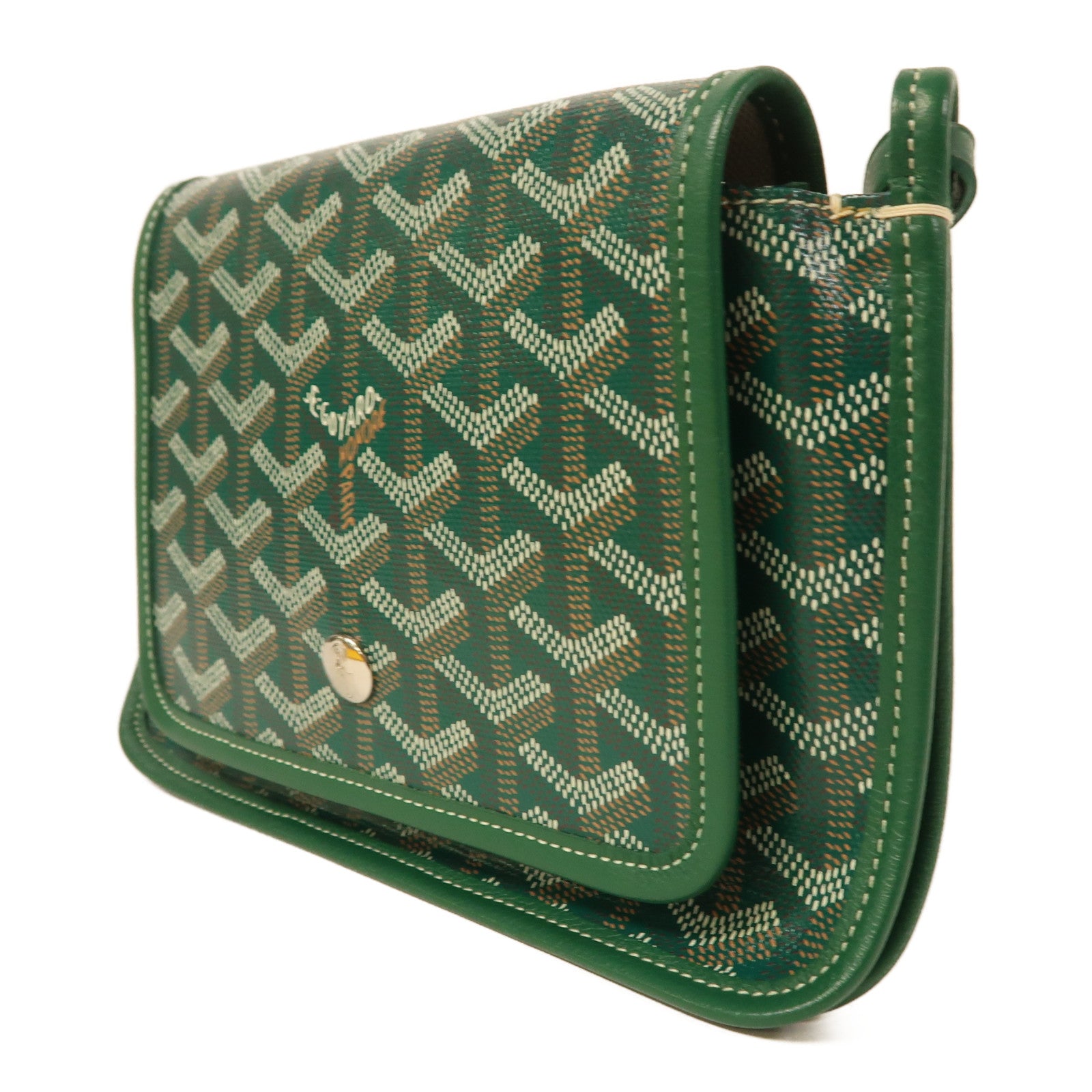 GOYARD 塗層帆布Plumet銀扣肩背袋綠色