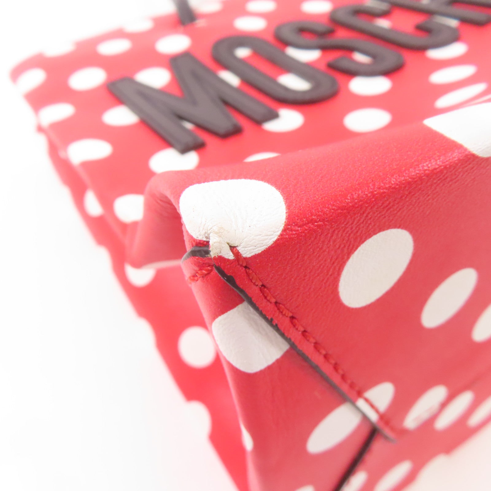 MOSCHINO 牛皮皮革Tote Bag手挽肩背兩用袋紅色/白色