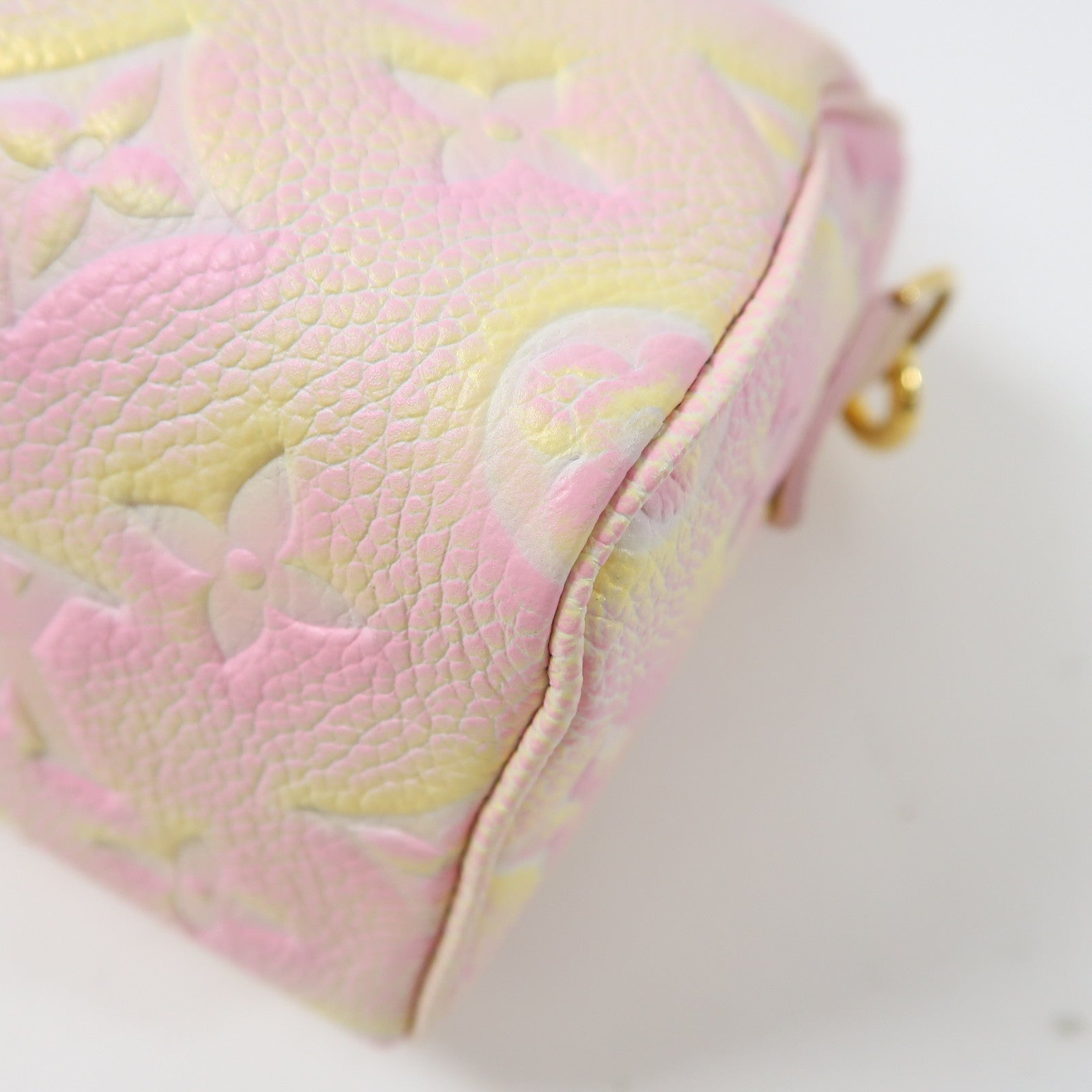 LOUIS VUITTON Monogram Empreinte Nano Speedy金扣手挽肩背兩用袋粉紅色/黃色