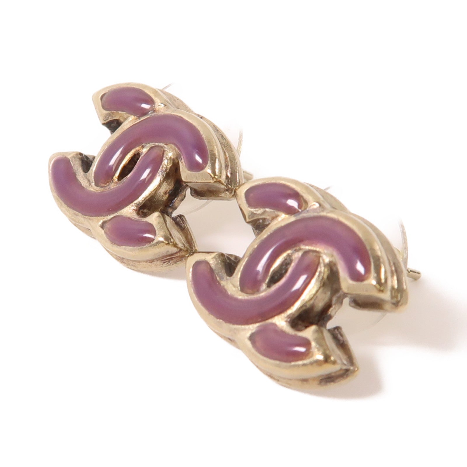 CHANEL 金屬Earrings耳環金色/紫色