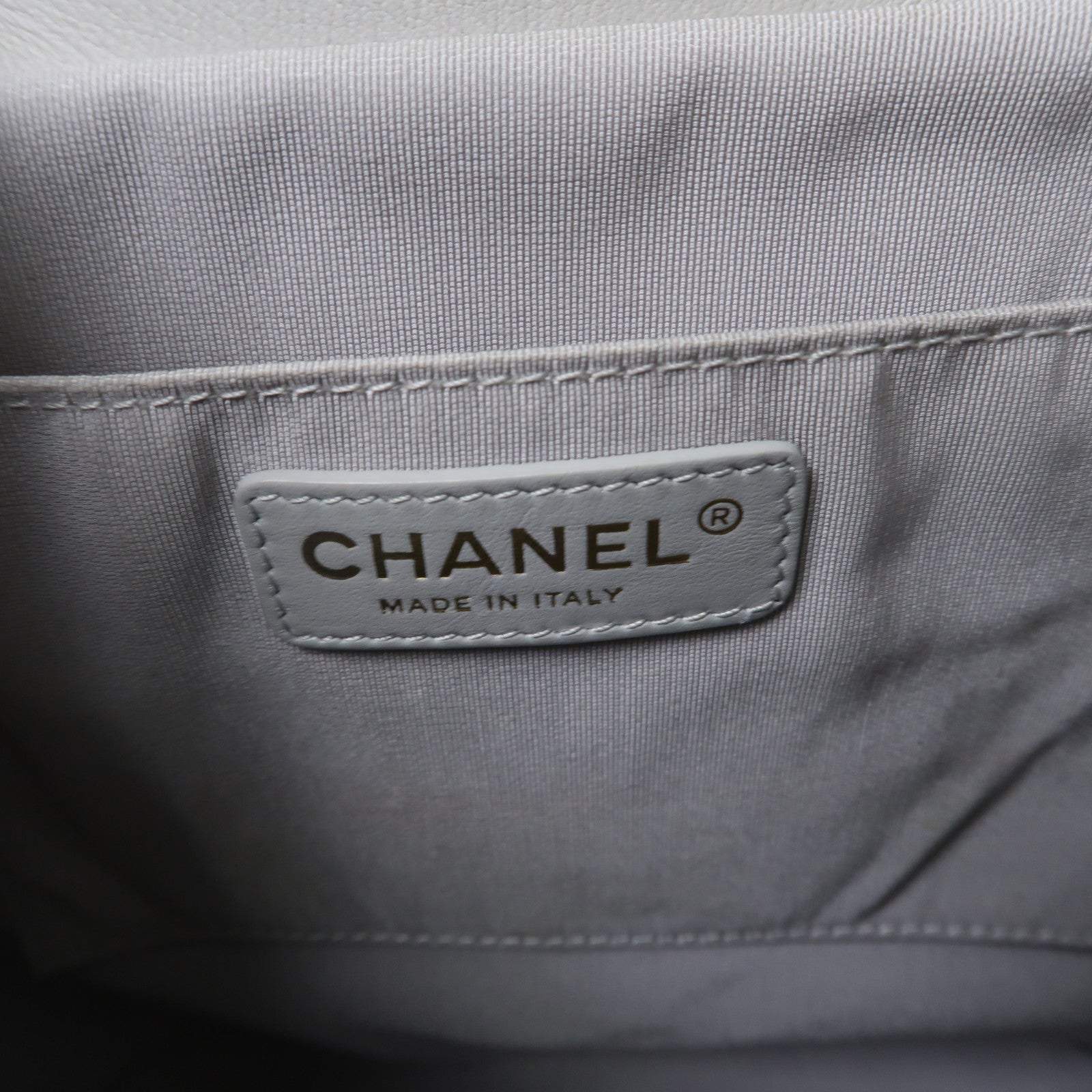 CHANEL 菱格羊皮皮革Chain Shoulder金扣手挽鏈帶肩背兩用袋灰色