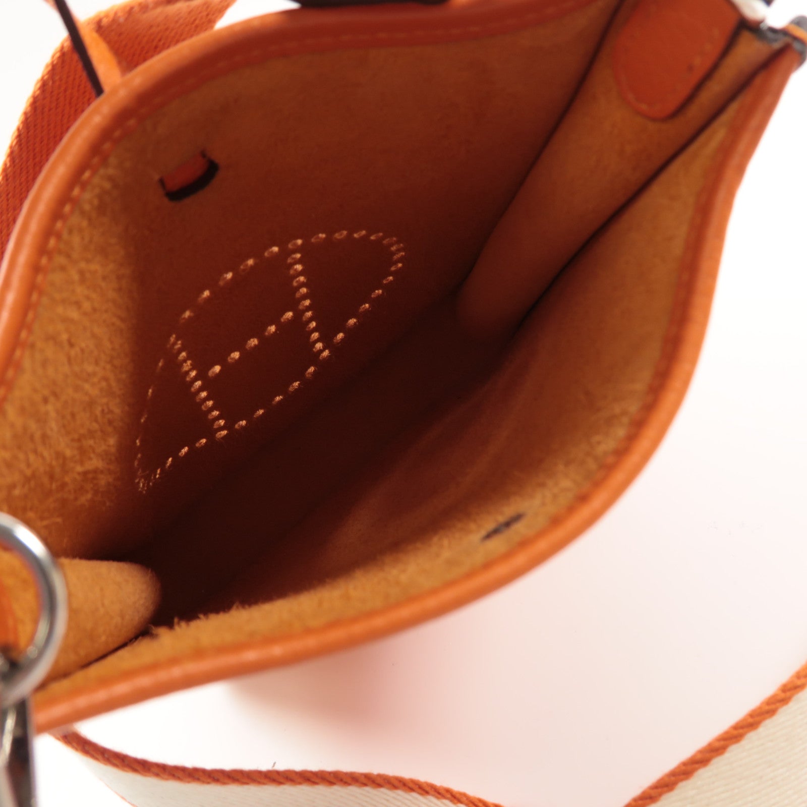 HERMES Clemence皮革Evelyne TPM銀扣肩背袋橙色