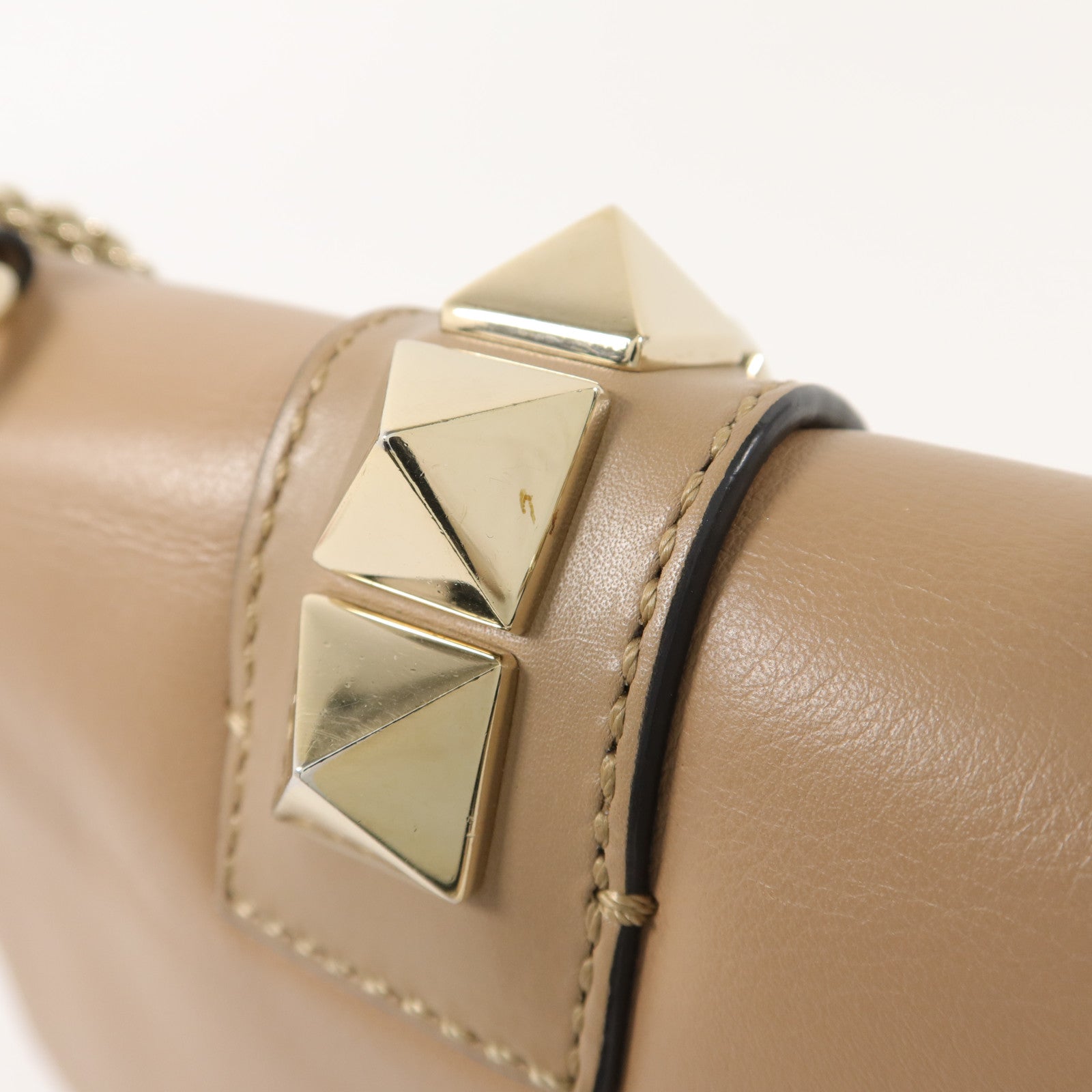 Valentino 牛皮皮革Rockstud Glam Lock Flap Bag鏈帶肩背袋