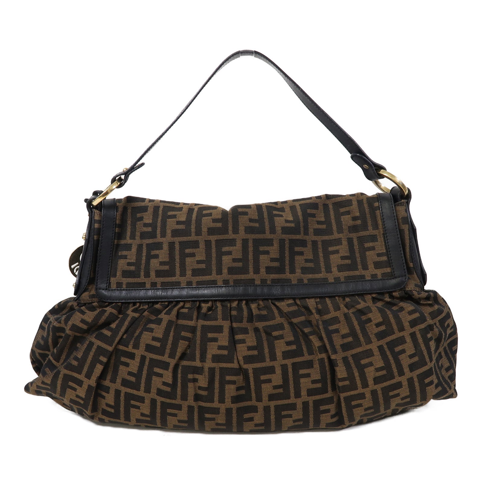 FENDI 帆布Shoulder Bag金扣肩背袋啡色