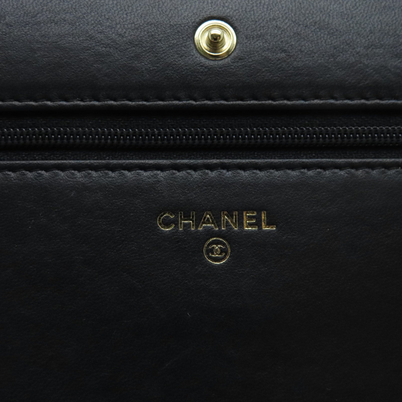 CHANEL 【清倉大減價】菱格羊皮皮革Wallet On Chain金扣肩背袋黑色金色
