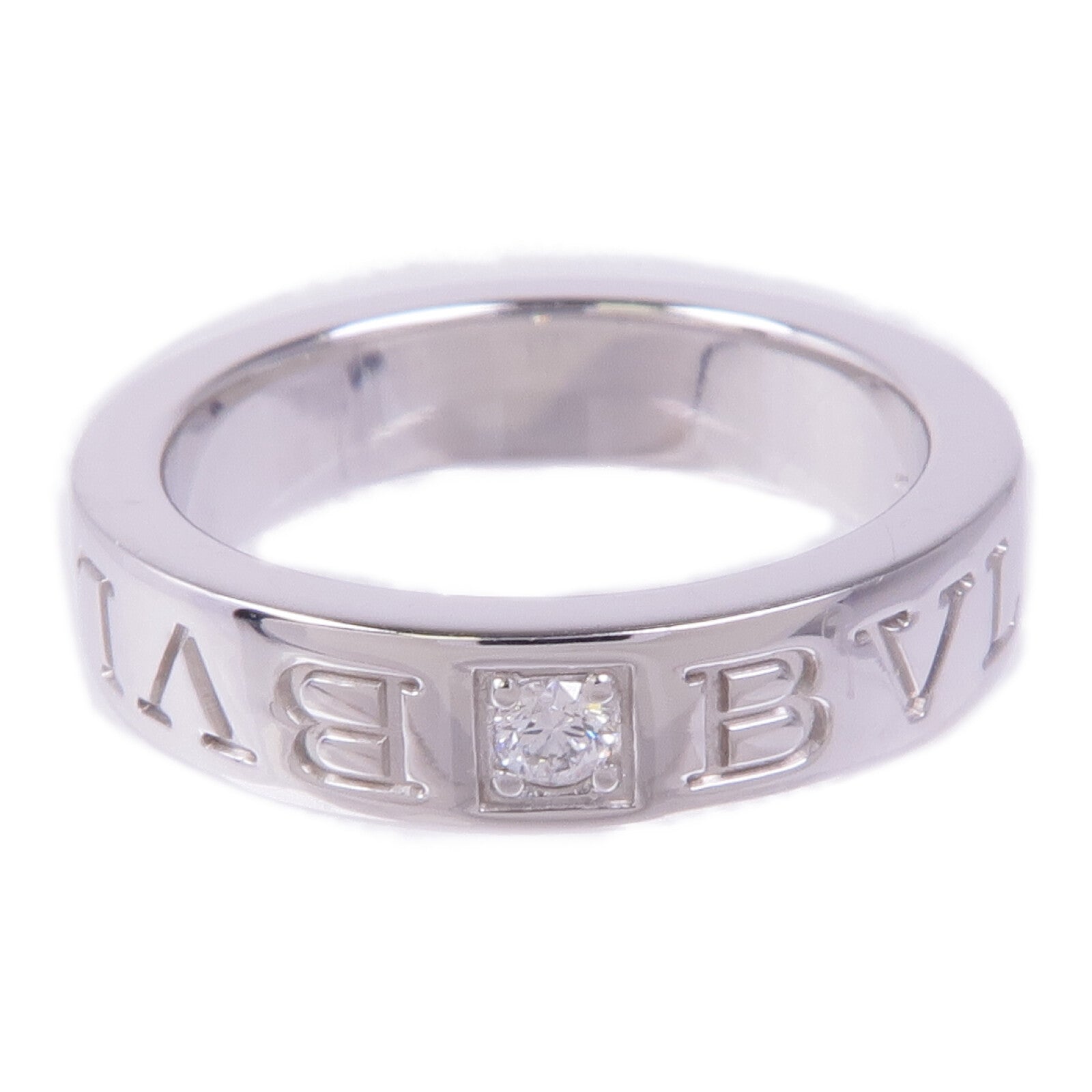 BVLGARI 18K白金B-zero1 Double Logo Diamond Ring鑽石戒指US#3.5