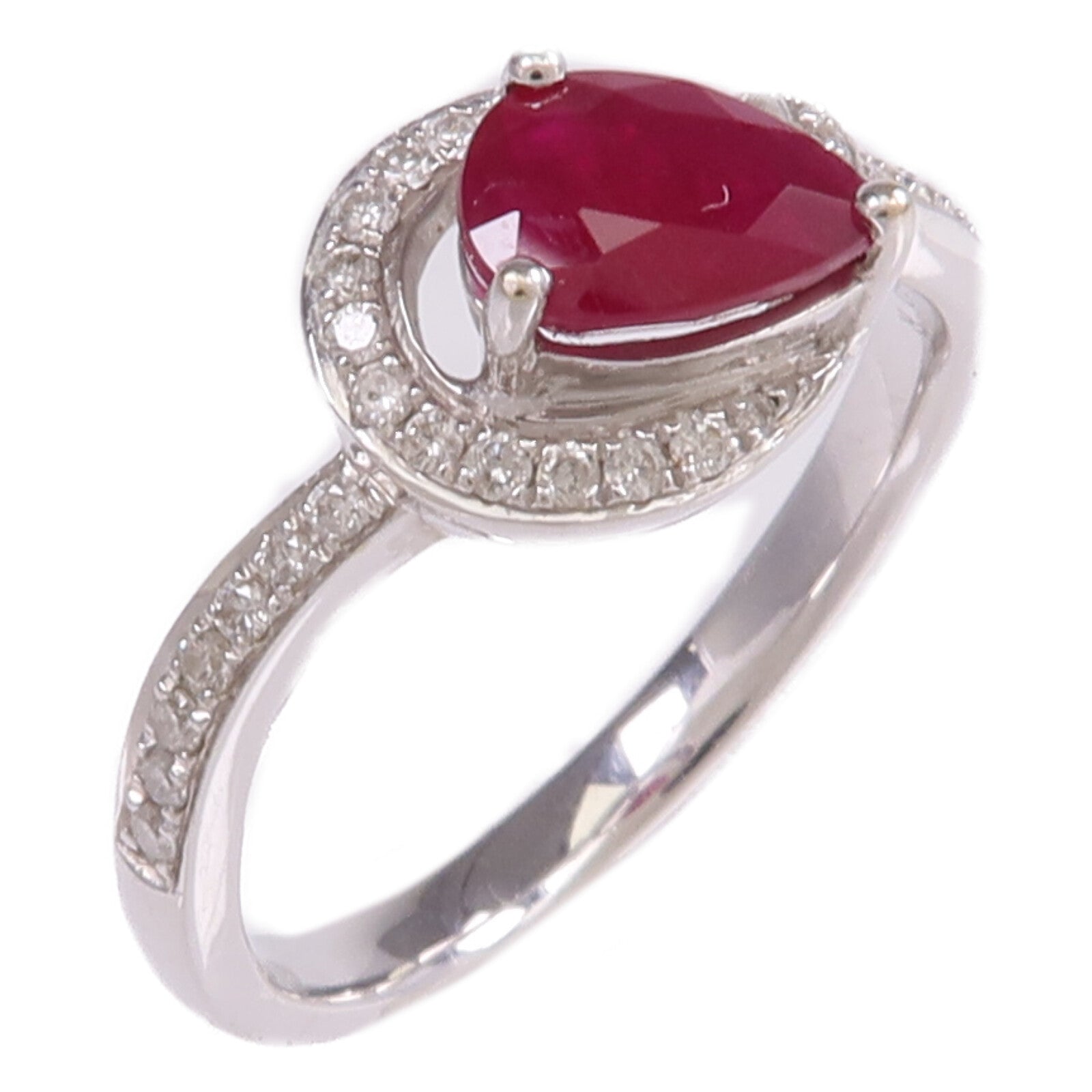 JEWELRY 【激減優惠】18K白金Ruby Diamond Ring紅寶石/鑽石戒指US#6.5