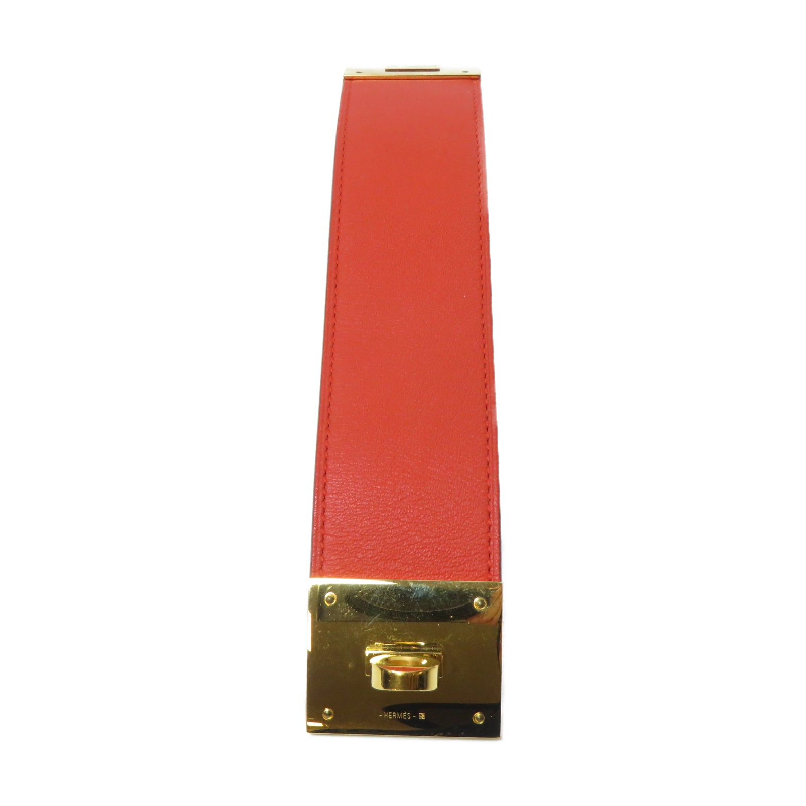 HERMES 【激減優惠】Swift皮革Kelly Dog Bracelet金扣手鐲橙色