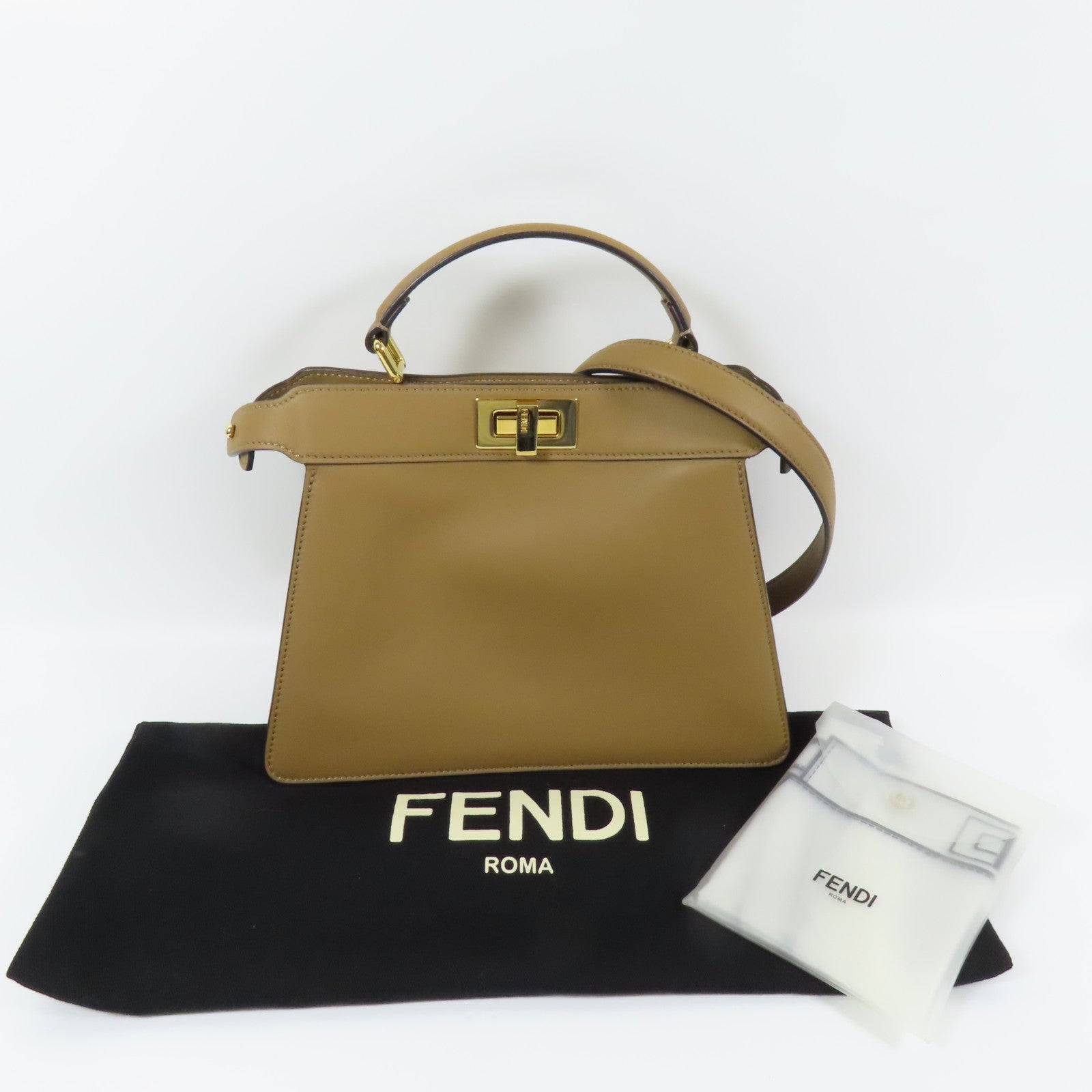 FENDI 牛皮皮革Peekaboo金扣手挽肩背兩用袋