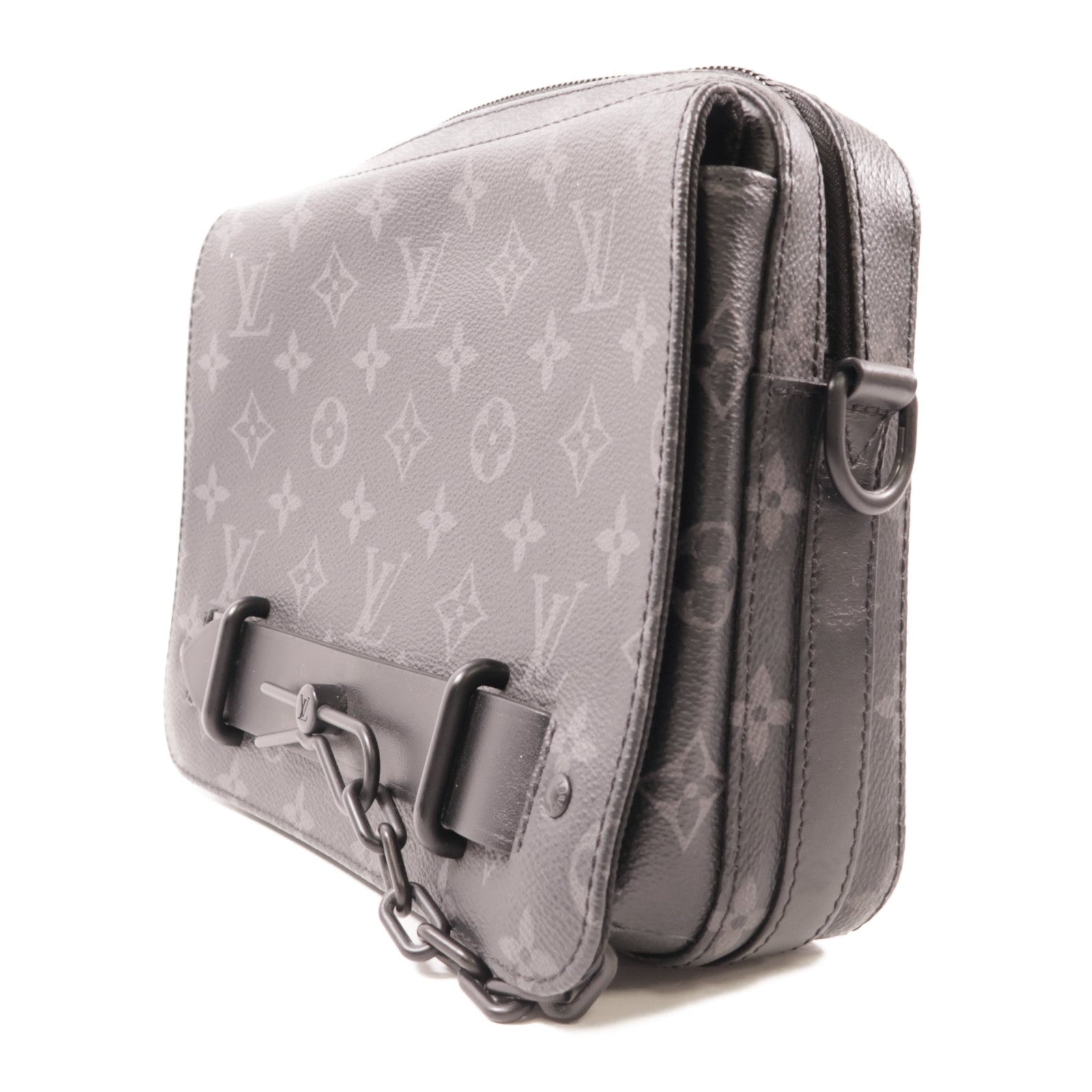 LOUIS VUITTON Monogram Eclipse Steamer肩背袋黑色