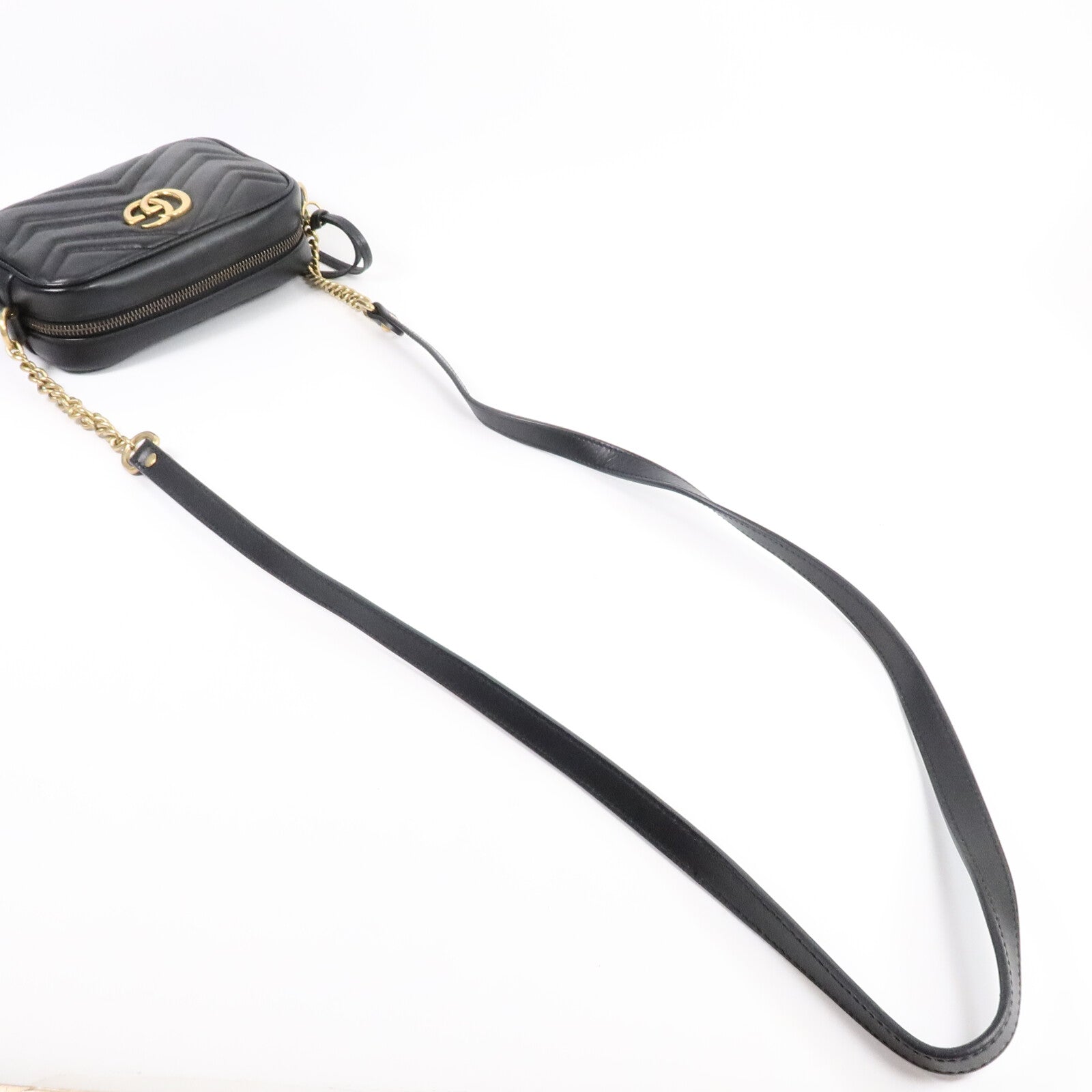 GUCCI 牛皮皮革GG Marmont Mini鏈帶肩背袋