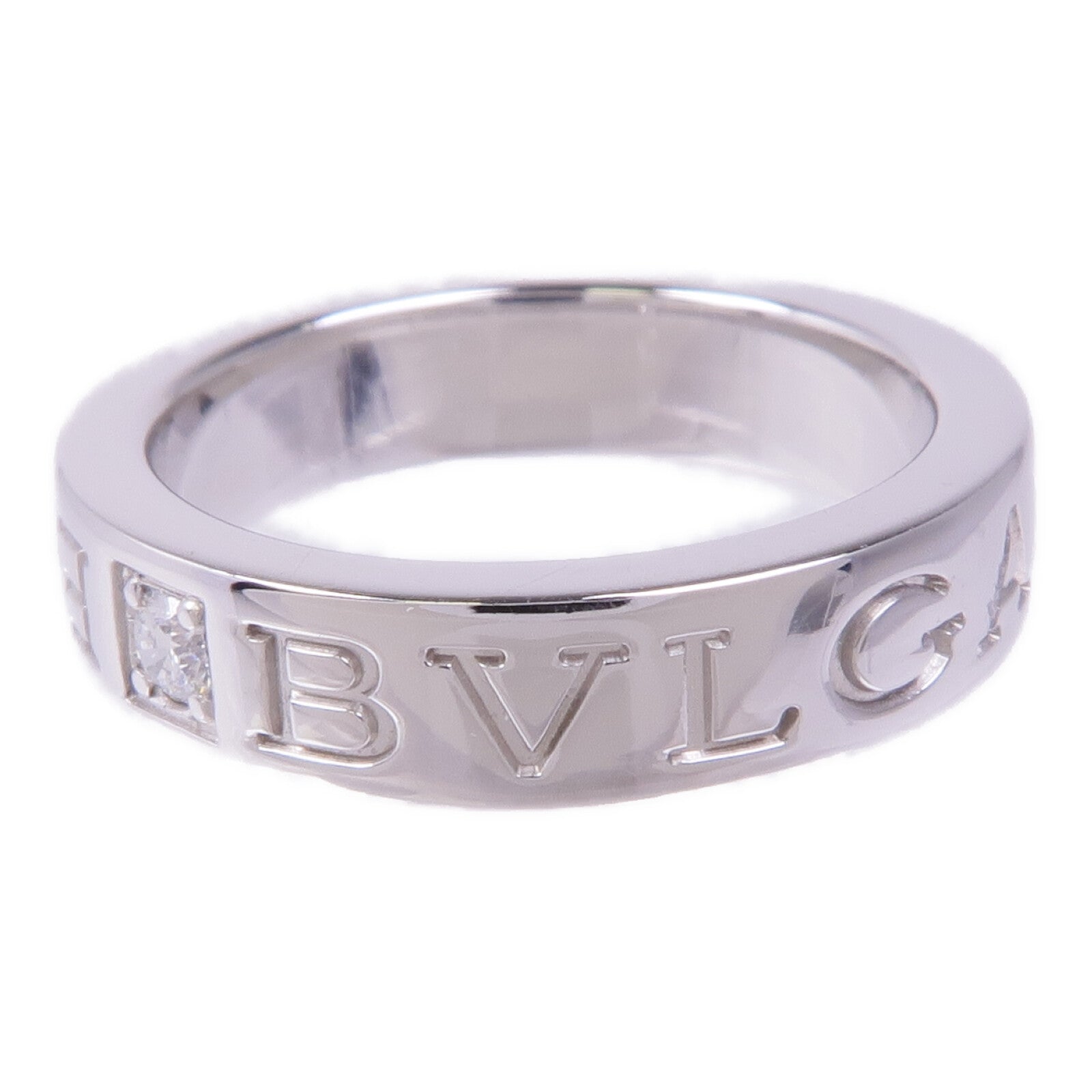 BVLGARI 18K白金B-zero1 Double Logo Diamond Ring鑽石戒指US#3.5