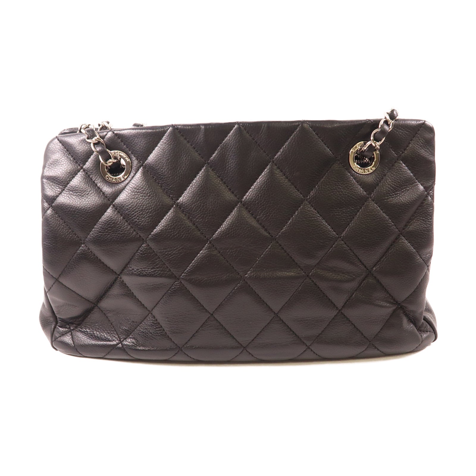 CHANEL 牛皮皮革Shoulder Tote銀扣鏈帶肩背袋/手挽袋