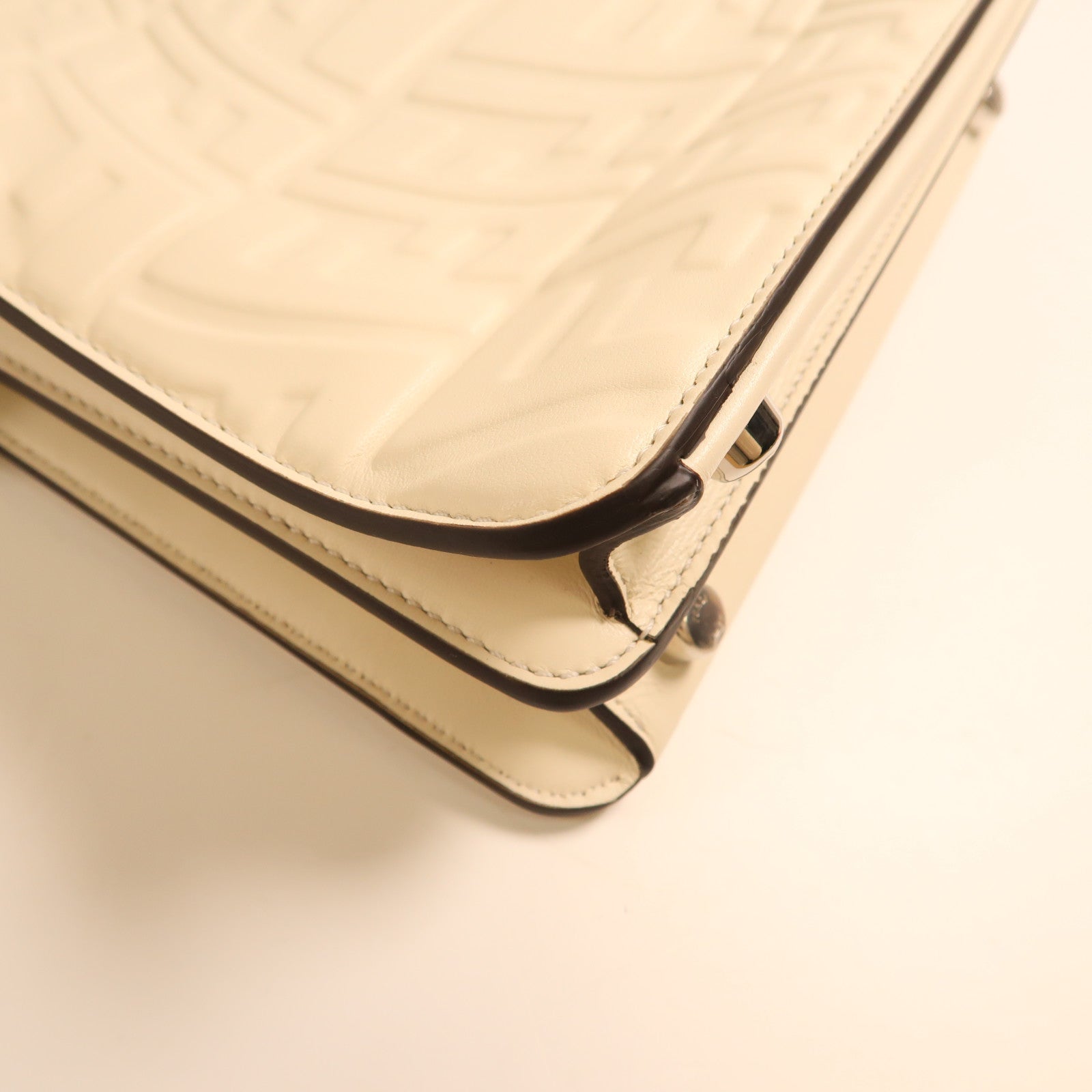 FENDI SHW Peekaboo 2Way Shoulder Handbag Calfskin Leather 7VA530 White