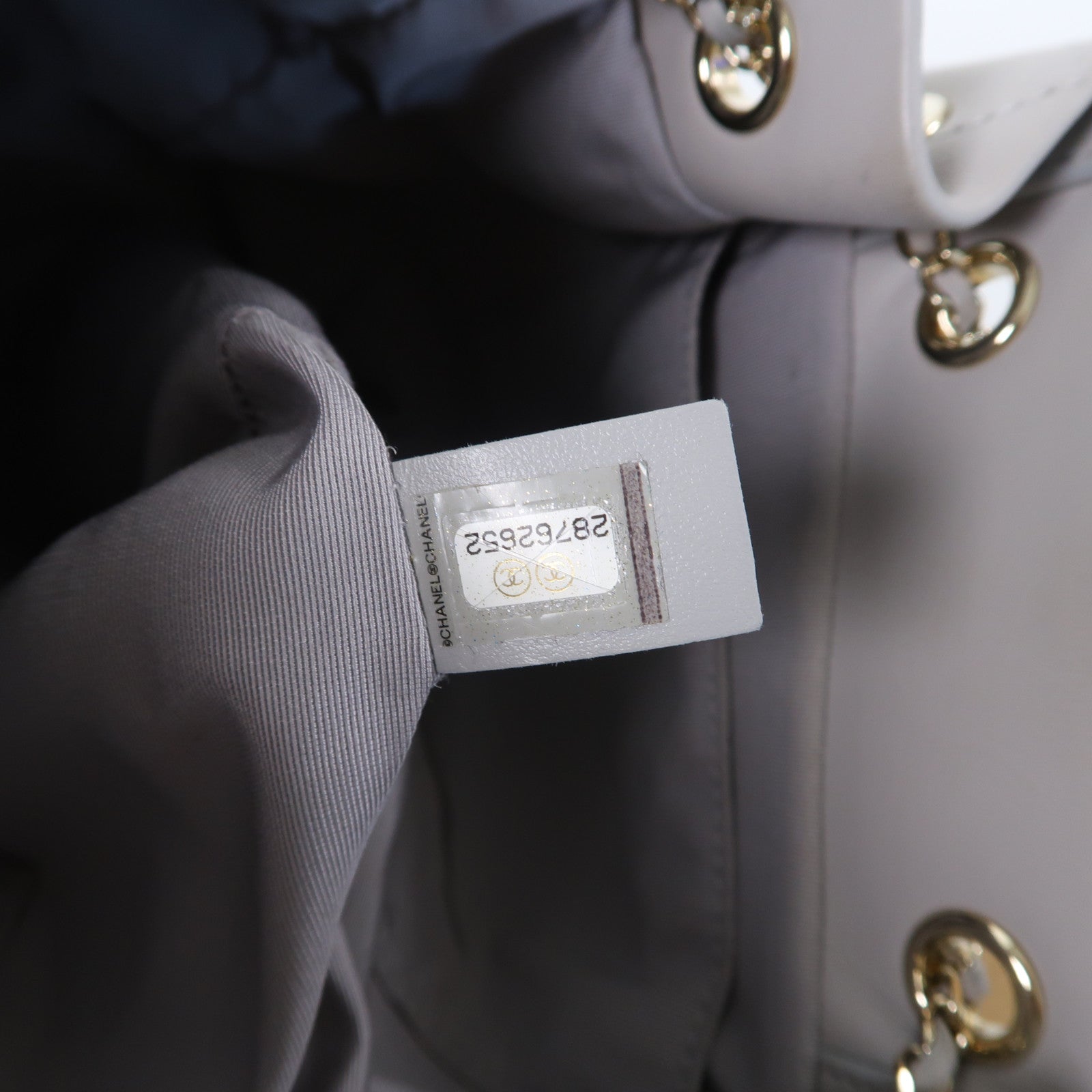 CHANEL 菱格羊皮皮革Chain Shoulder金扣手挽鏈帶肩背兩用袋灰色
